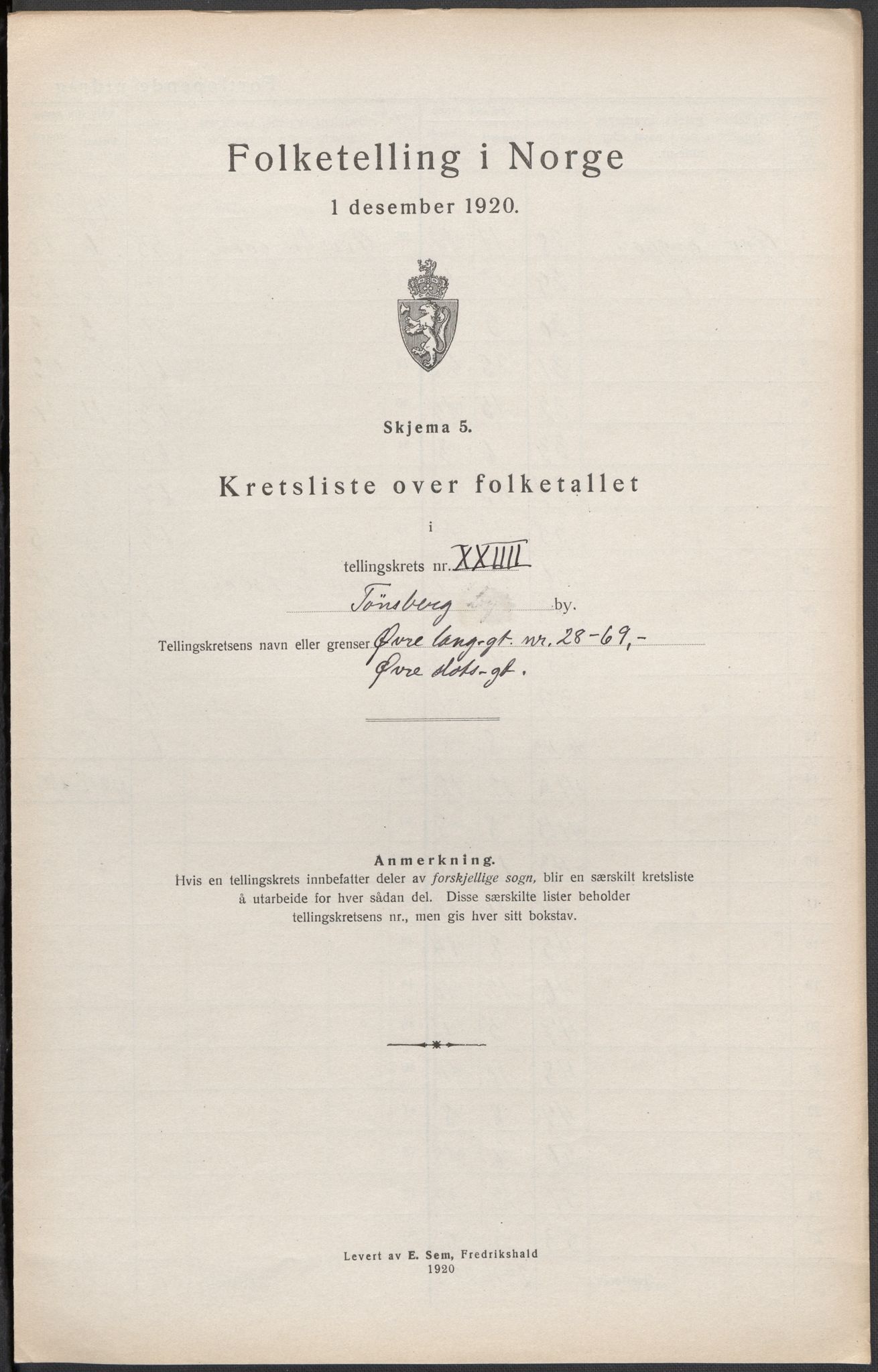 SAKO, 1920 census for Tønsberg, 1920, p. 53