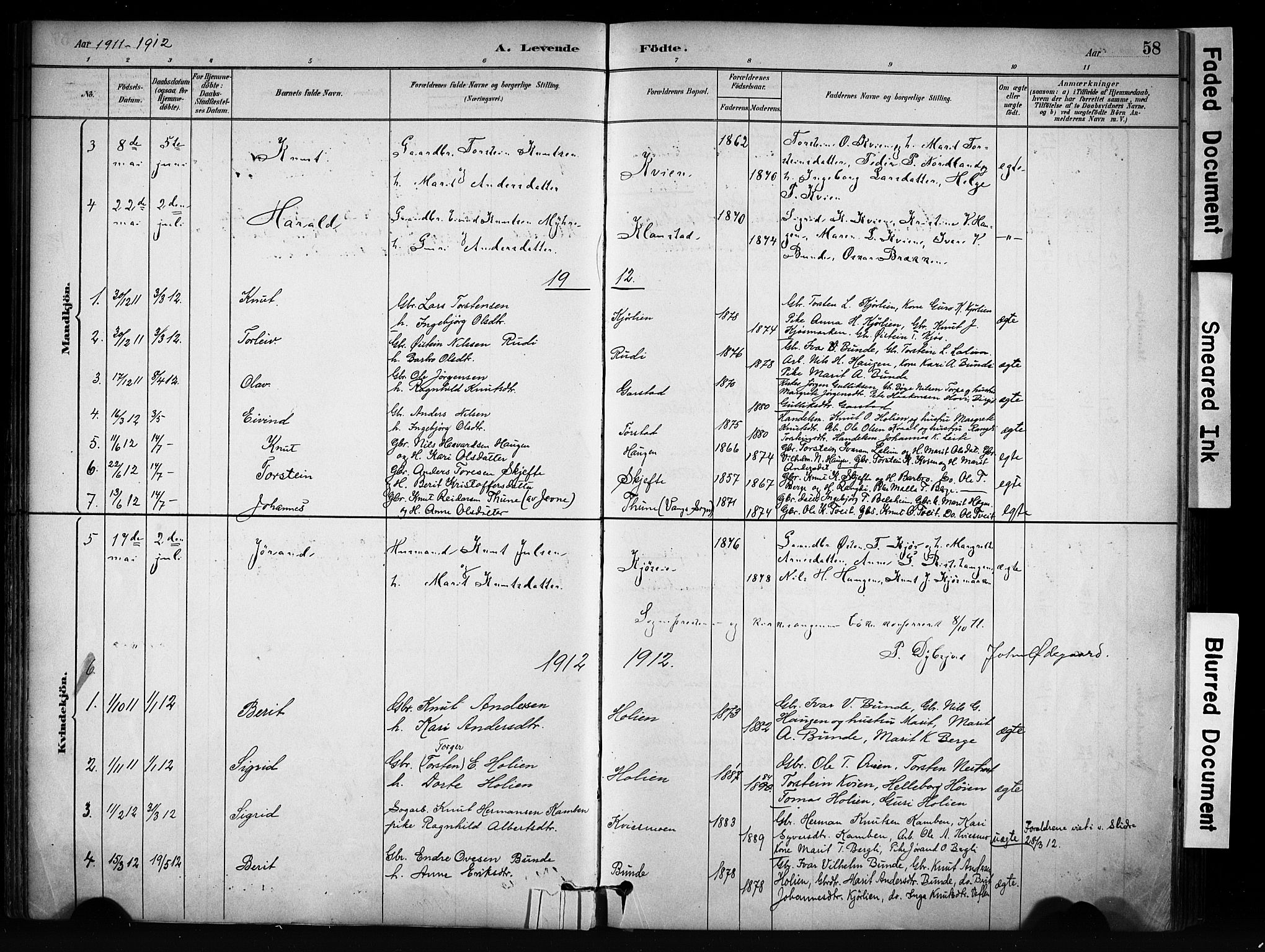 Vang prestekontor, Valdres, SAH/PREST-140/H/Ha/L0009: Parish register (official) no. 9, 1882-1914, p. 58