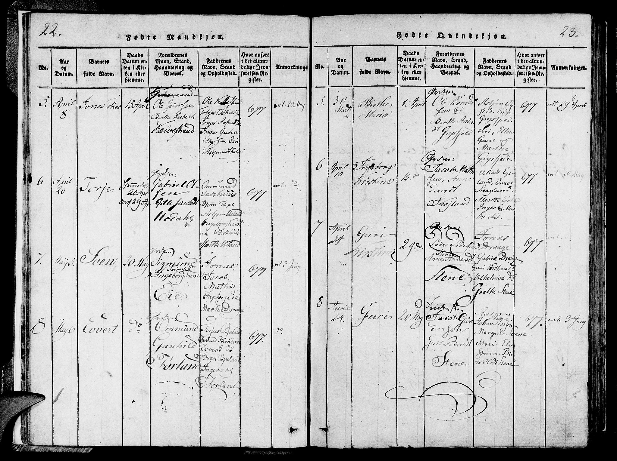 Lund sokneprestkontor, SAST/A-101809/S06/L0006: Parish register (official) no. A 6, 1816-1839, p. 22-23