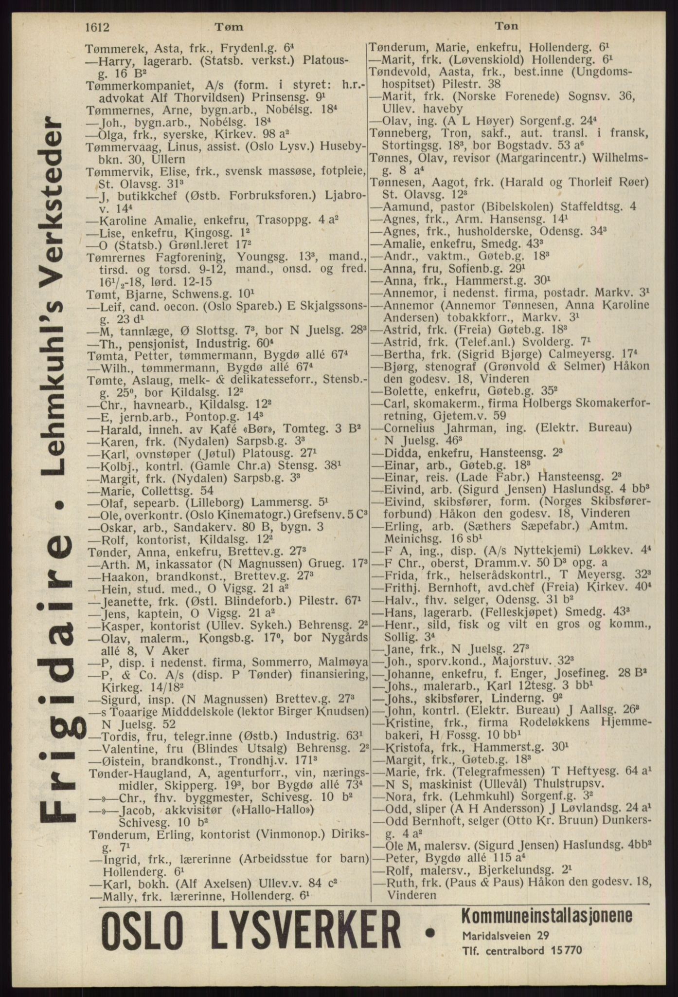 Kristiania/Oslo adressebok, PUBL/-, 1939, p. 1612