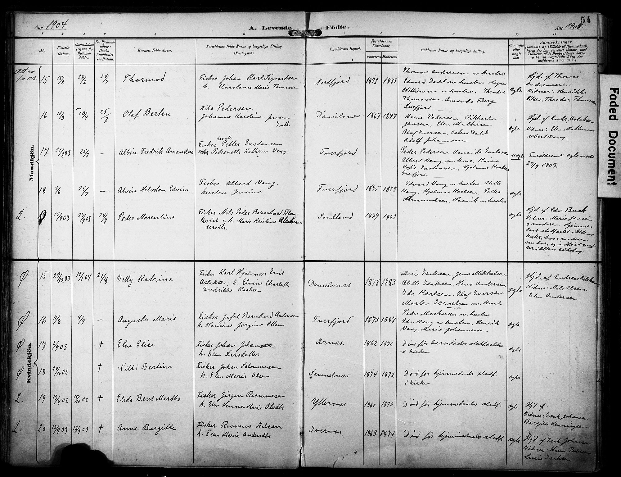 Loppa sokneprestkontor, AV/SATØ-S-1339/H/Ha/L0009kirke: Parish register (official) no. 9, 1895-1909, p. 54