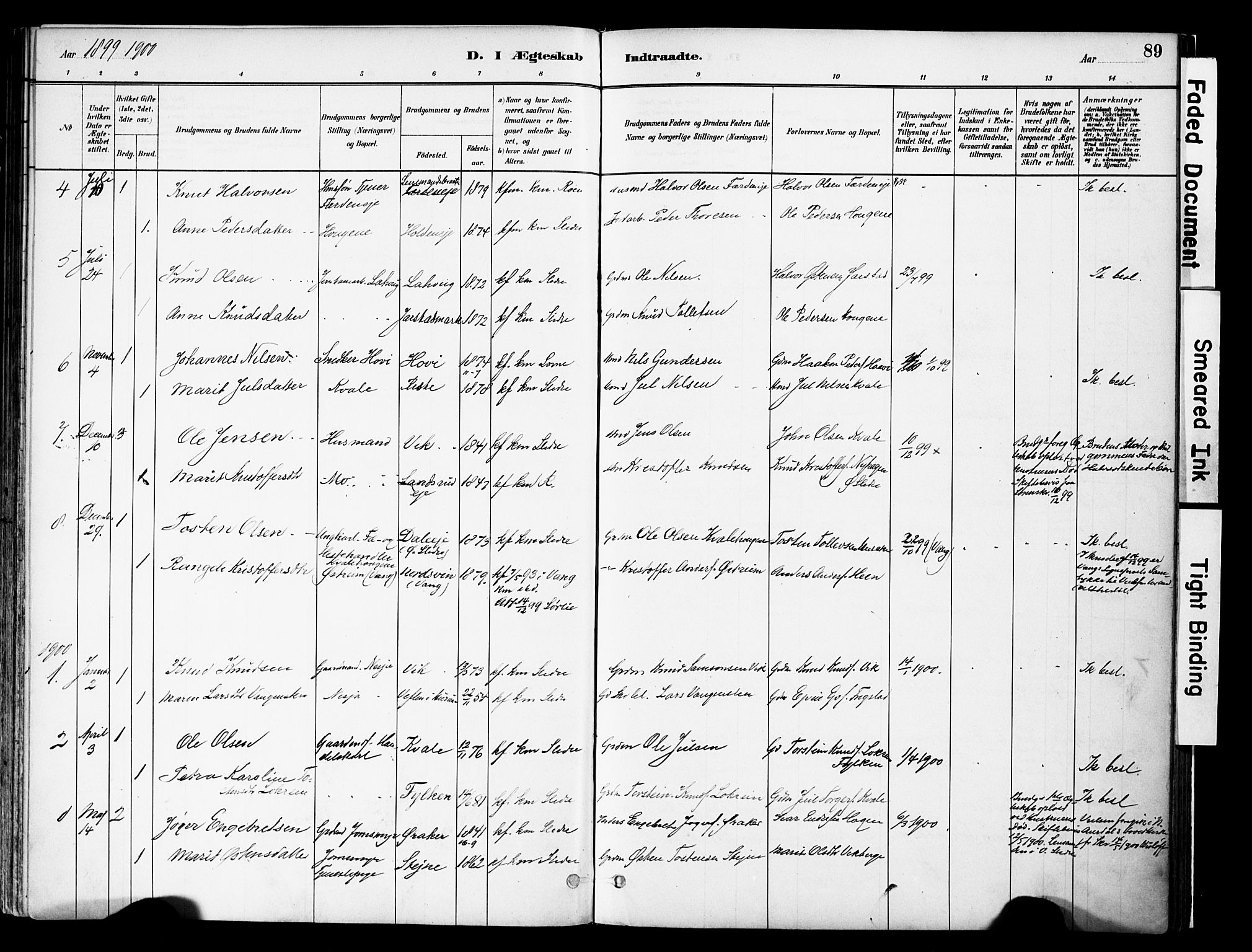 Vestre Slidre prestekontor, SAH/PREST-136/H/Ha/Haa/L0004: Parish register (official) no. 4, 1881-1911, p. 89