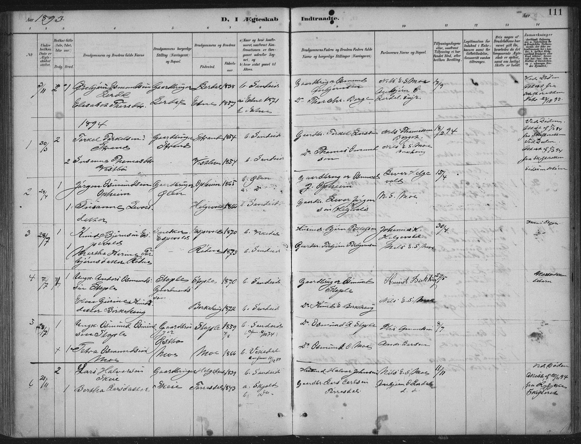 Vikedal sokneprestkontor, AV/SAST-A-101840/01/IV: Parish register (official) no. A 11, 1884-1933, p. 111