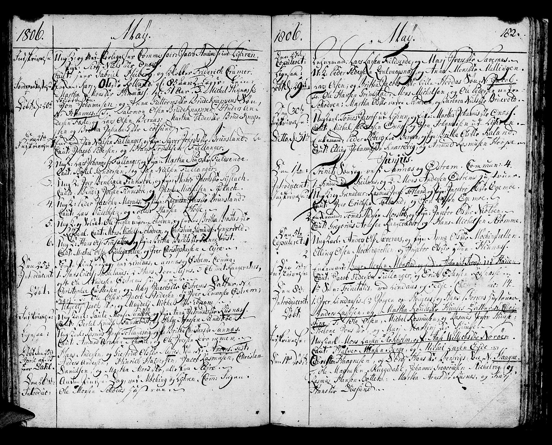 Lindås Sokneprestembete, AV/SAB-A-76701/H/Haa/Haaa/L0005: Parish register (official) no. A 5, 1791-1813, p. 182