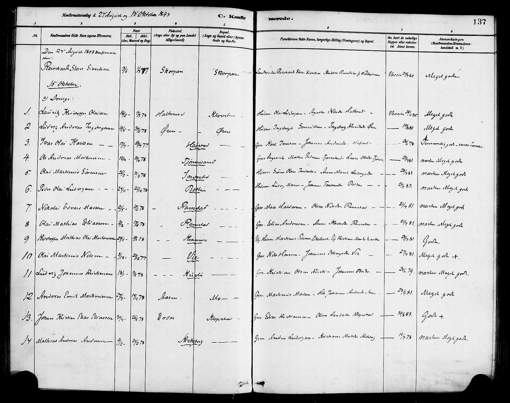 Førde sokneprestembete, SAB/A-79901/H/Haa/Haab/L0001: Parish register (official) no. B 1, 1880-1898, p. 137