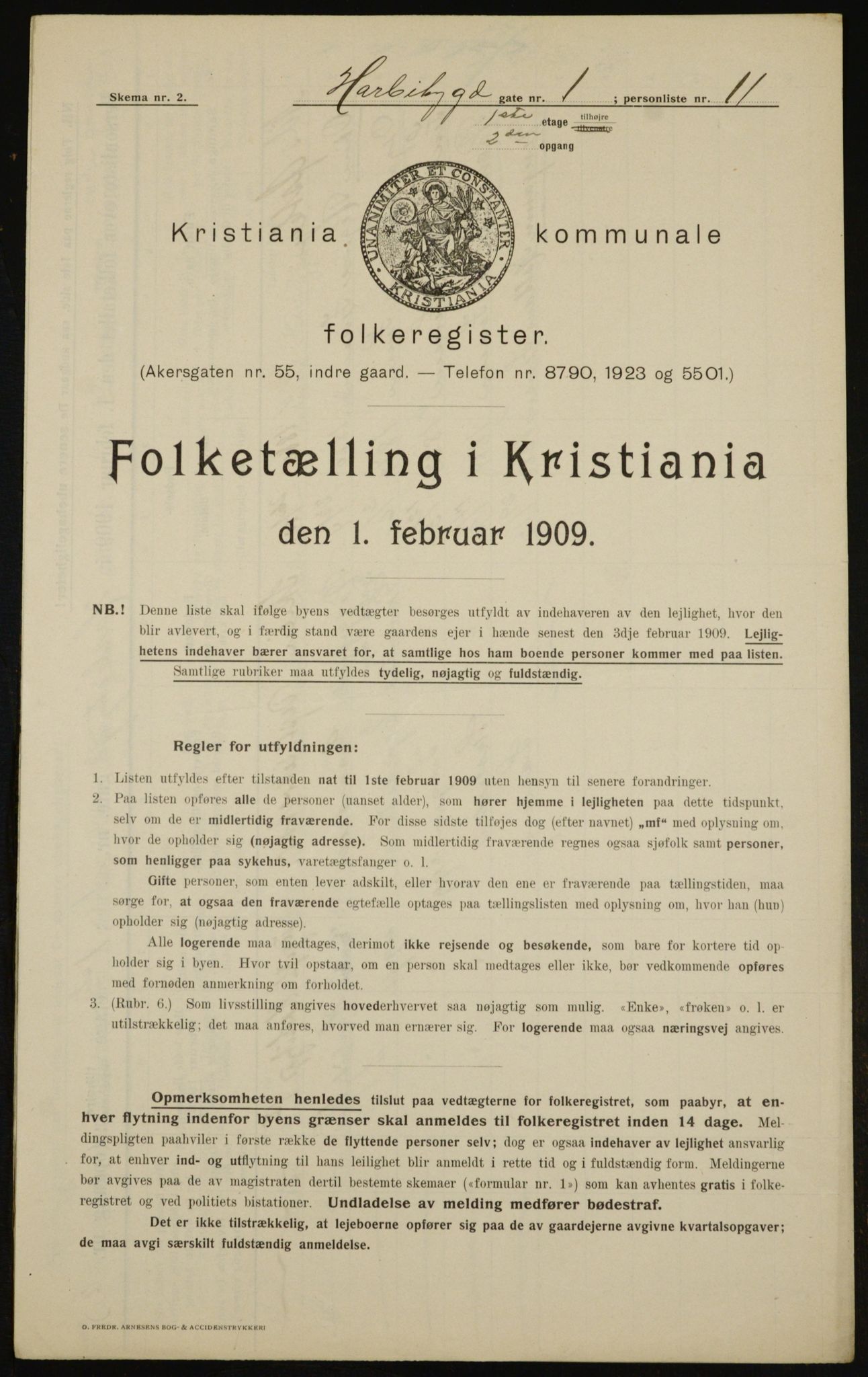 OBA, Municipal Census 1909 for Kristiania, 1909, p. 73312