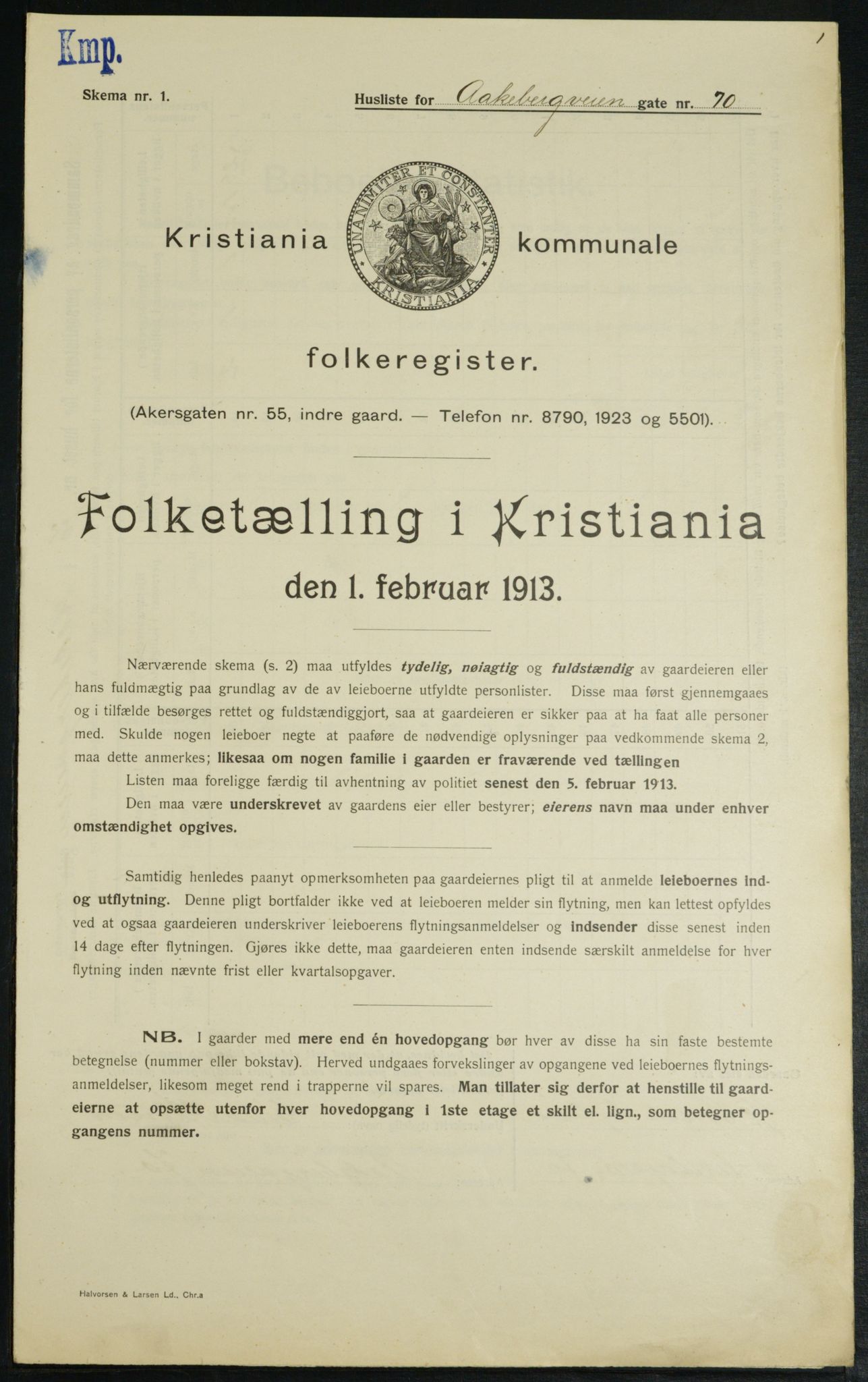 OBA, Municipal Census 1913 for Kristiania, 1913, p. 130833