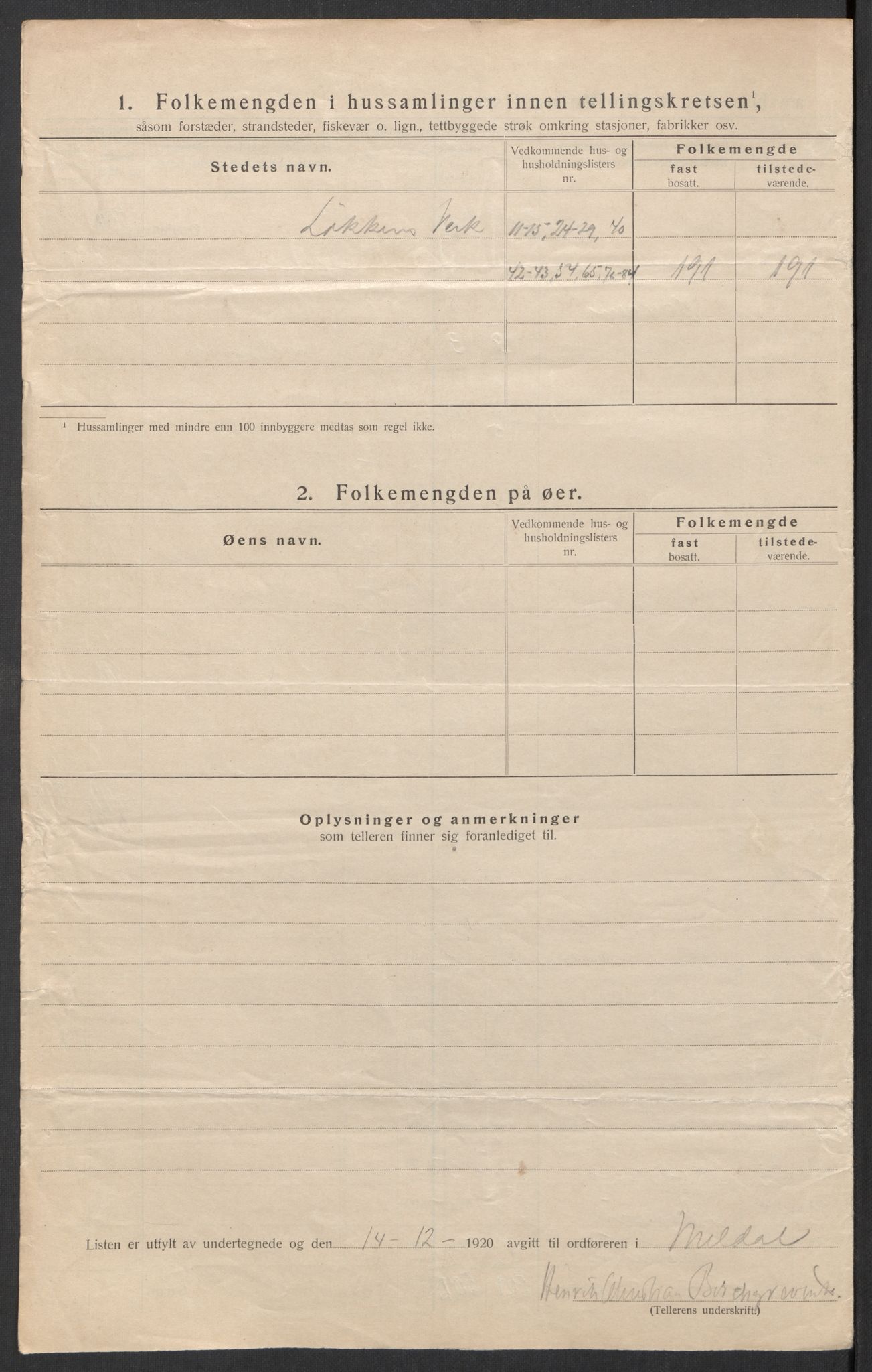 SAT, 1920 census for Meldal, 1920, p. 15