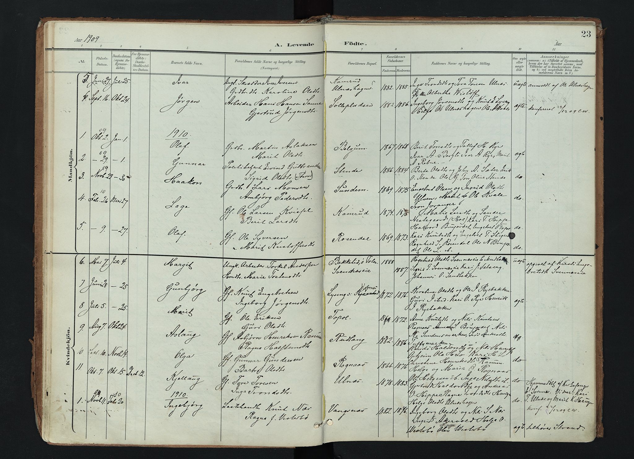 Nord-Aurdal prestekontor, SAH/PREST-132/H/Ha/Haa/L0017: Parish register (official) no. 17, 1897-1926, p. 23