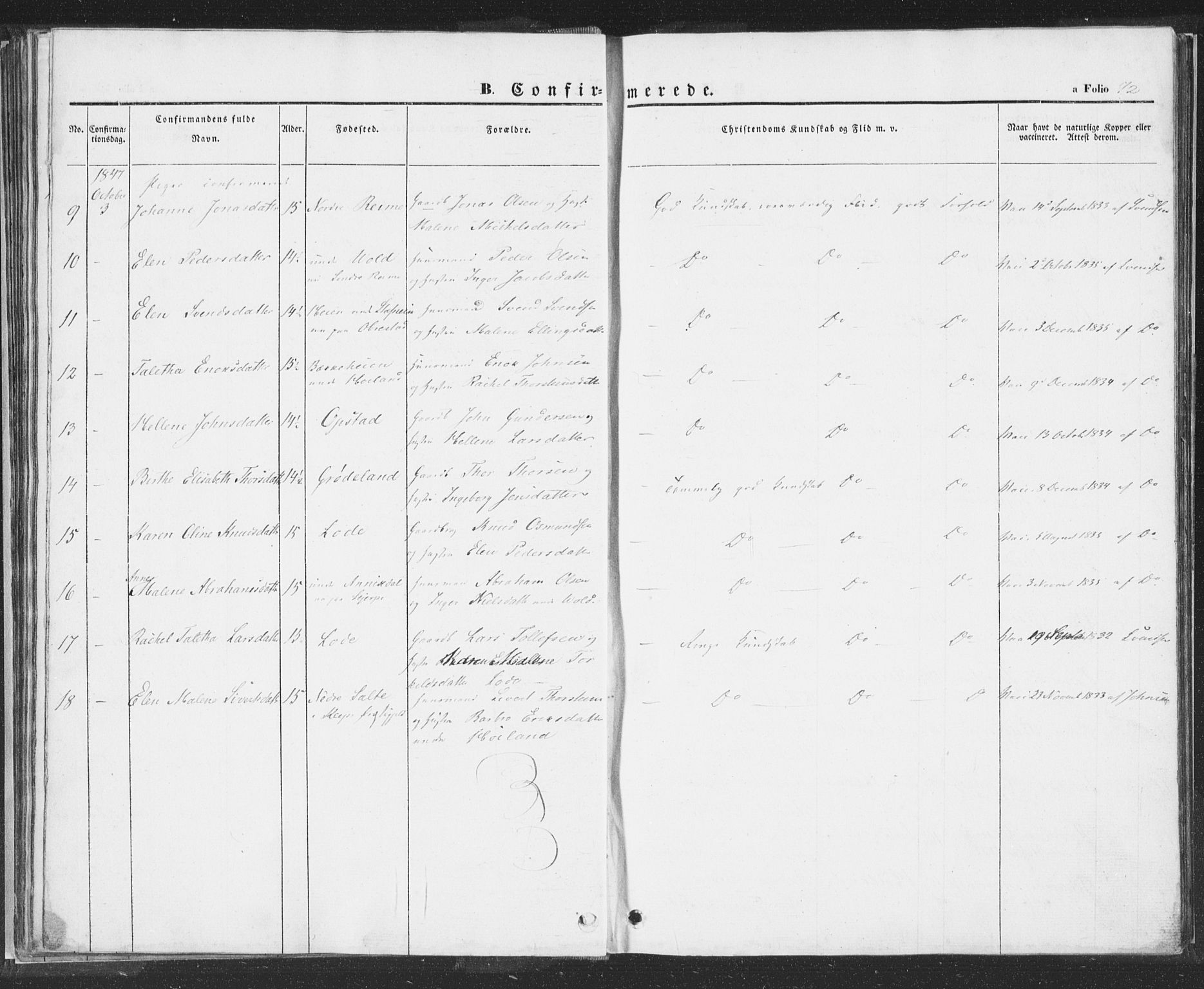 Hå sokneprestkontor, SAST/A-101801/001/30BA/L0006: Parish register (official) no. A 5, 1842-1853, p. 72