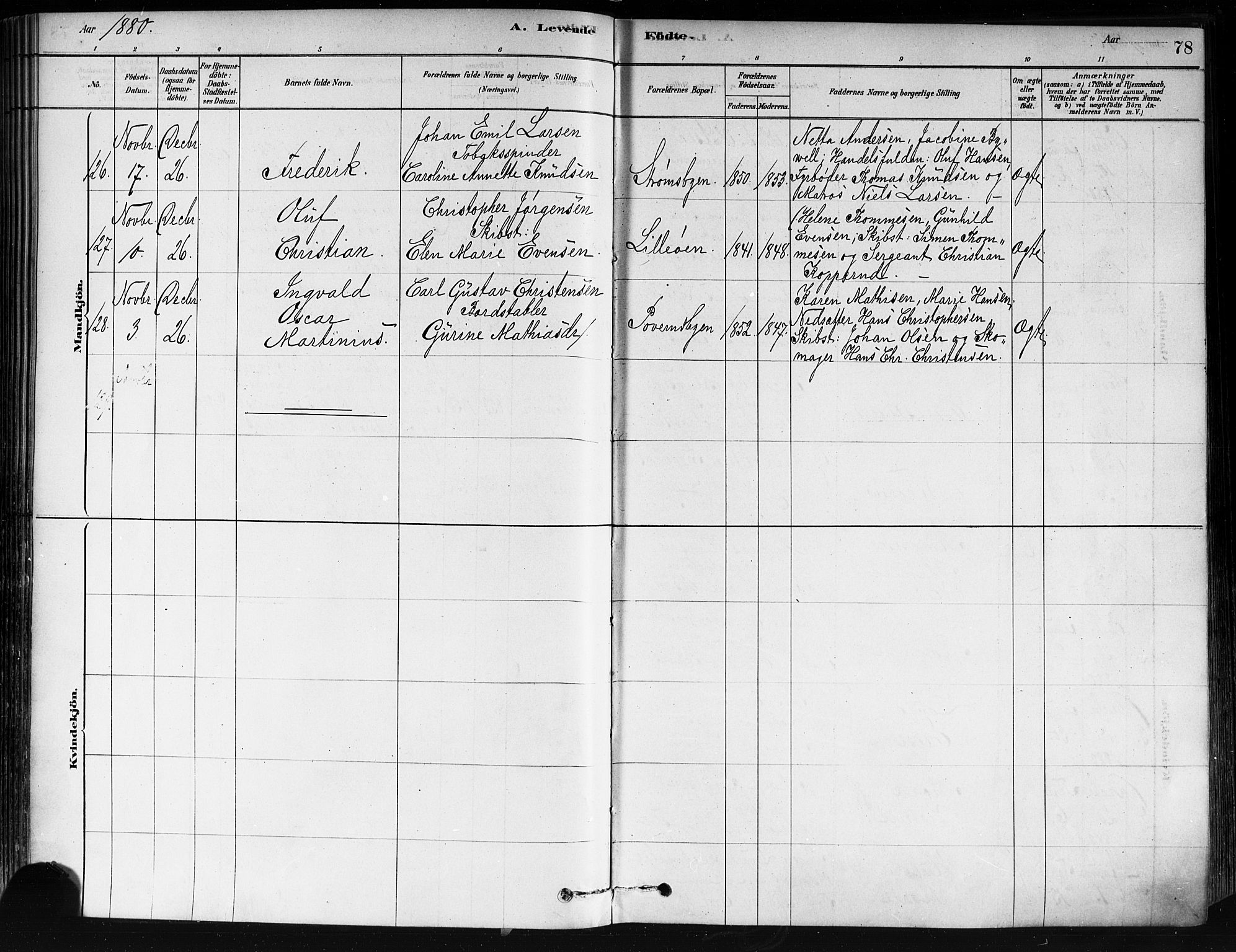 Strømsø kirkebøker, AV/SAKO-A-246/F/Fa/L0021: Parish register (official) no. I 21, 1878-1885, p. 78