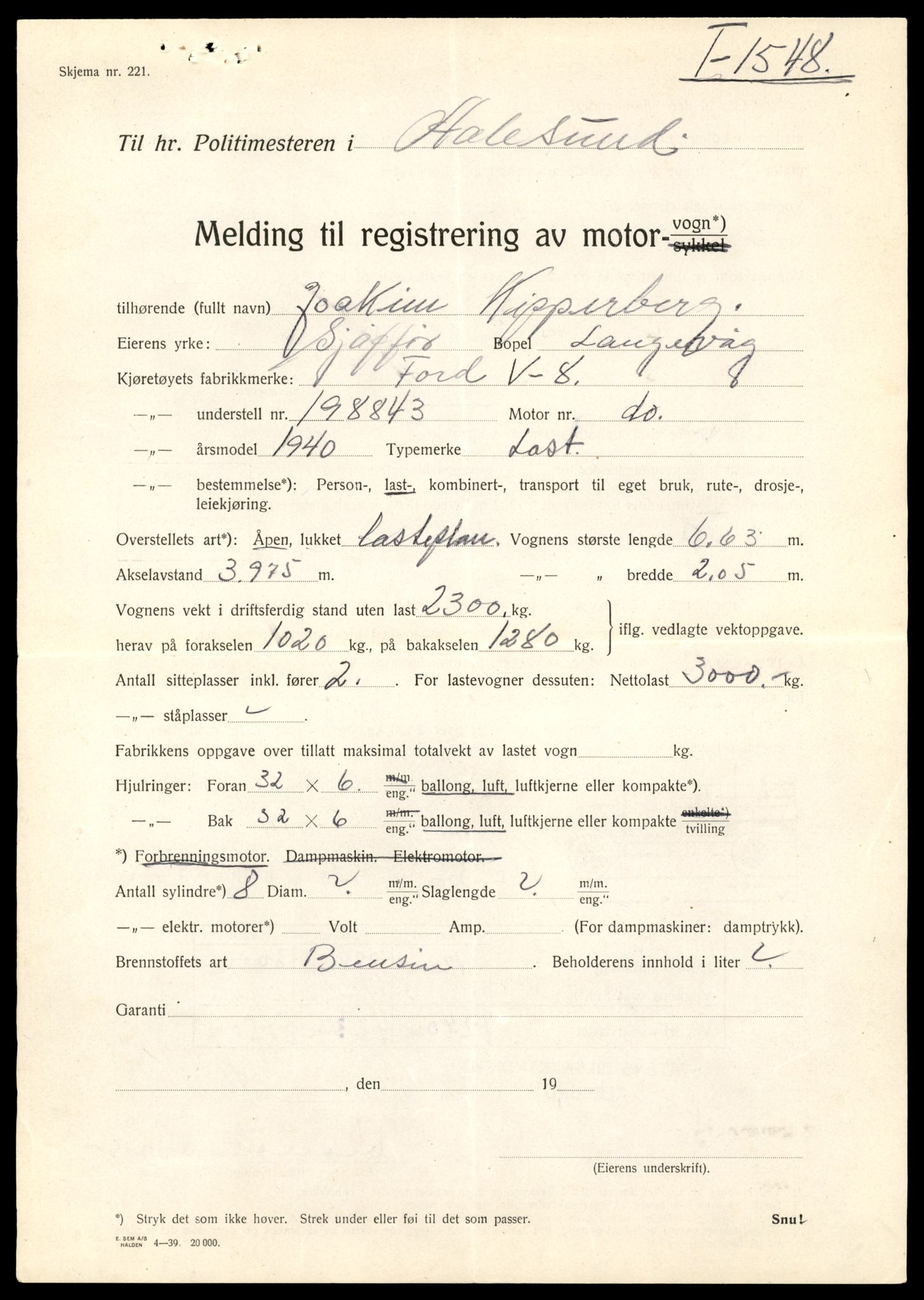 Møre og Romsdal vegkontor - Ålesund trafikkstasjon, SAT/A-4099/F/Fe/L0016: Registreringskort for kjøretøy T 1851 - T 1984, 1927-1998, p. 2753