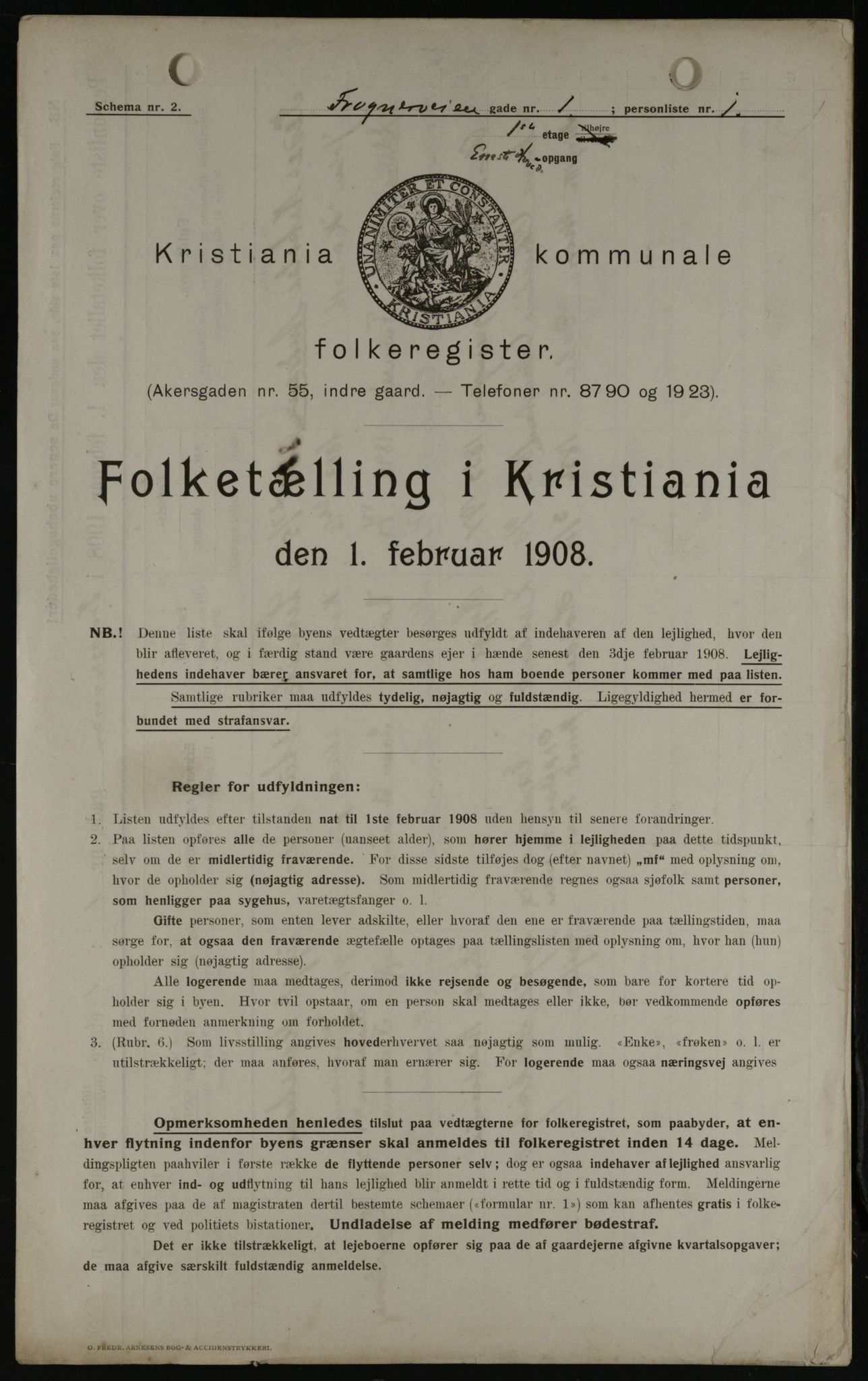 OBA, Municipal Census 1908 for Kristiania, 1908, p. 24422