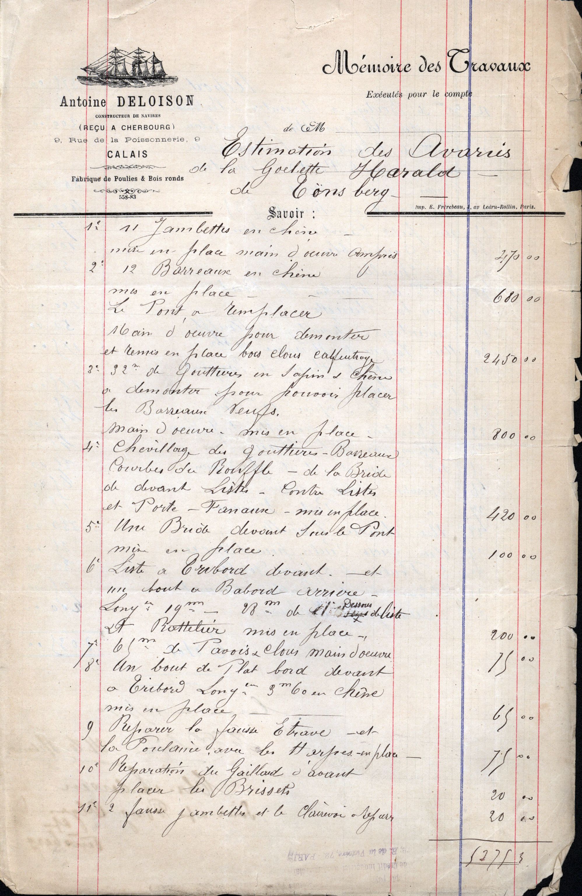 Pa 63 - Østlandske skibsassuranceforening, VEMU/A-1079/G/Ga/L0025/0004: Havaridokumenter / Imanuel, Hefhi, Guldregn, Haabet, Harald, Windsor, 1890, p. 116