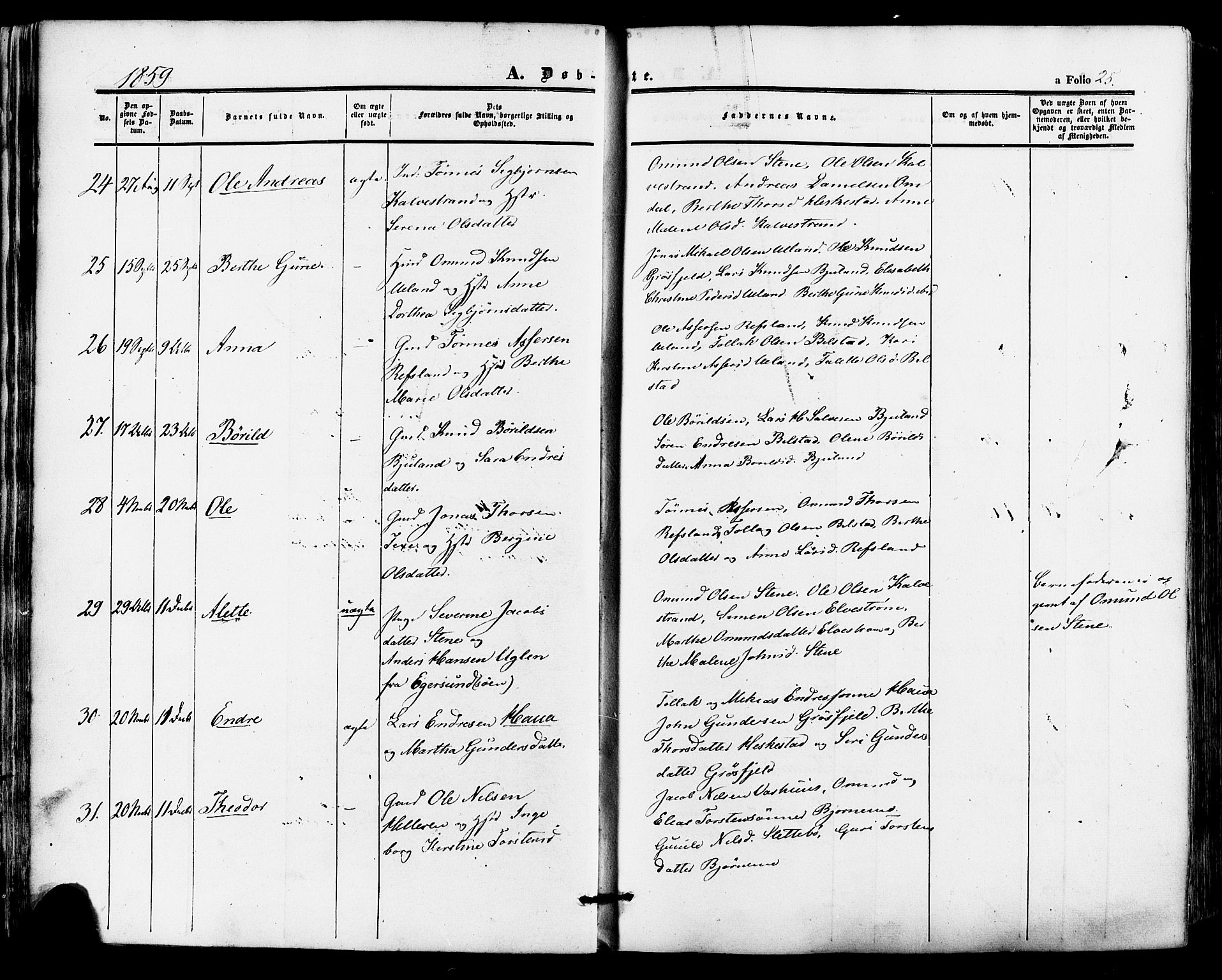 Lund sokneprestkontor, AV/SAST-A-101809/S06/L0010: Parish register (official) no. A 9, 1854-1886, p. 25