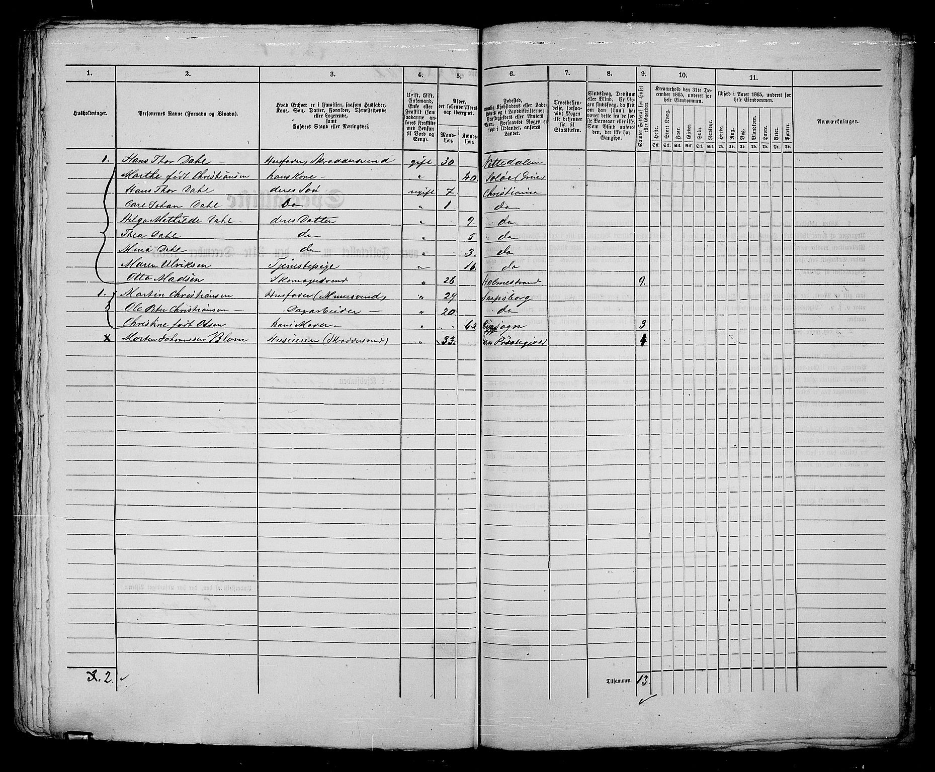 RA, 1865 census for Kristiania, 1865, p. 2173