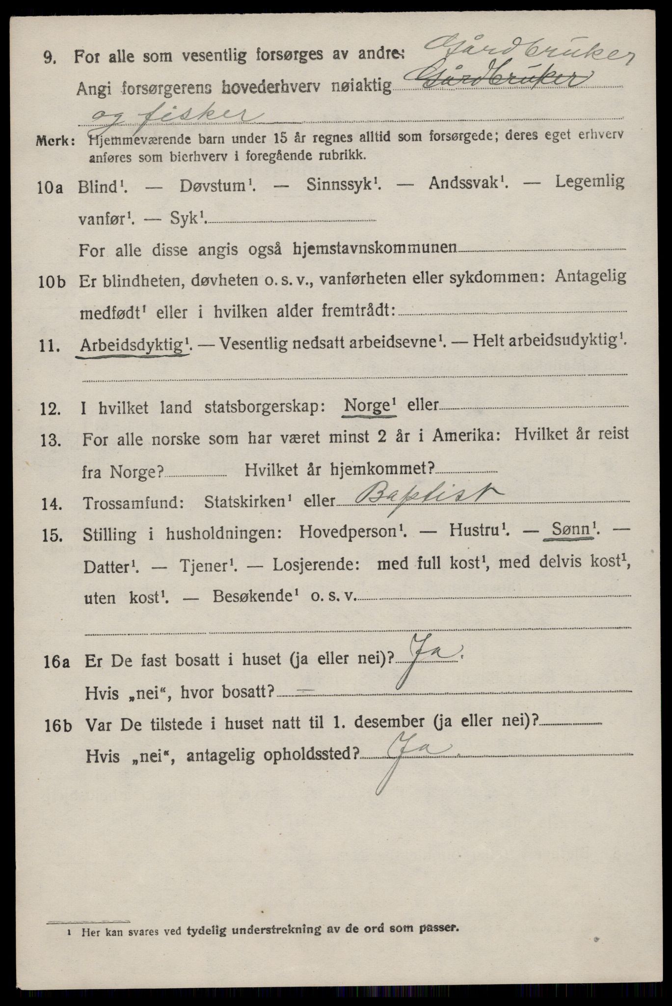 SAST, 1920 census for Eigersund, 1920, p. 1664