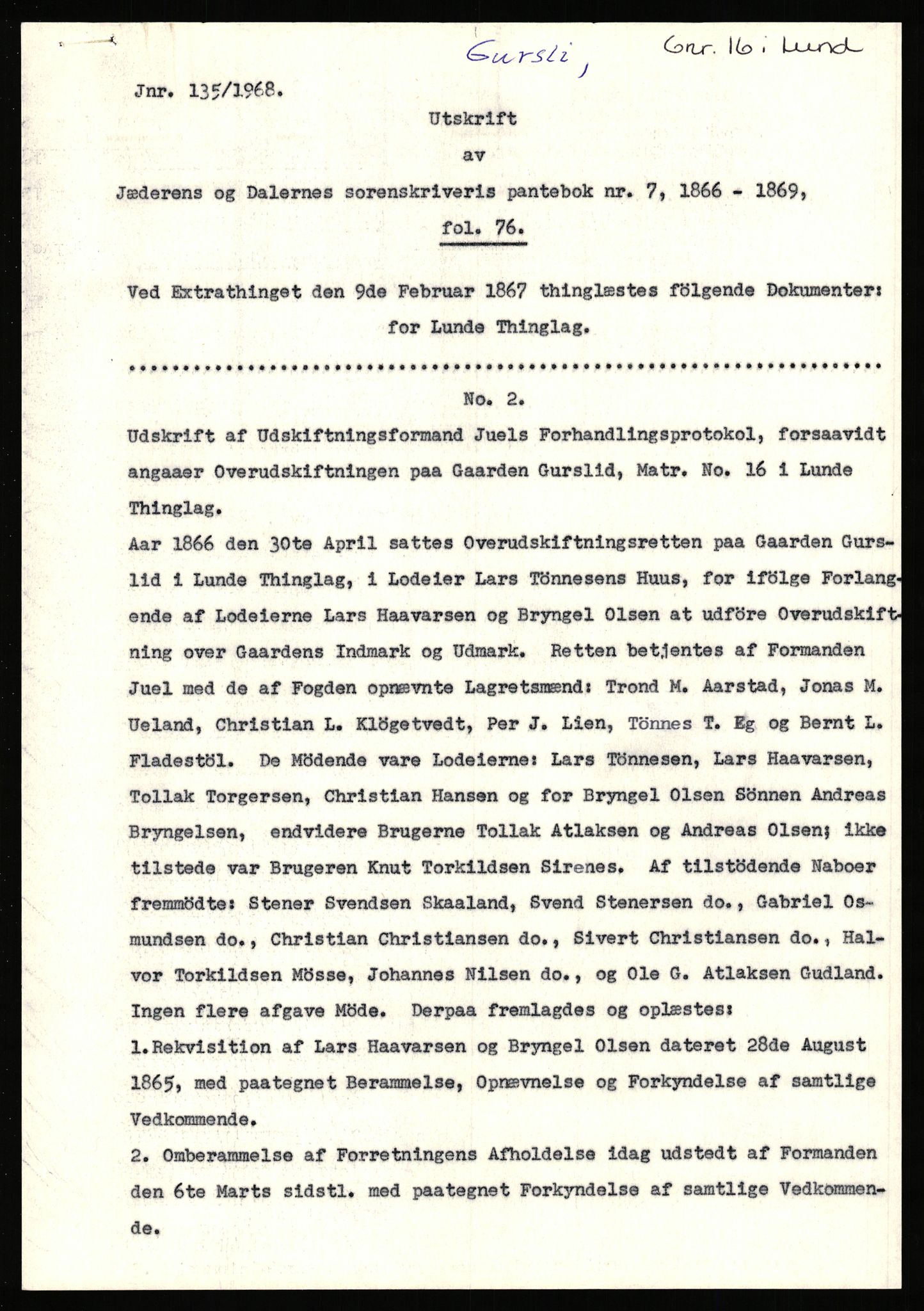 Statsarkivet i Stavanger, AV/SAST-A-101971/03/Y/Yj/L0028: Avskrifter sortert etter gårdsnavn: Gudla - Haga i Håland, 1750-1930, p. 234