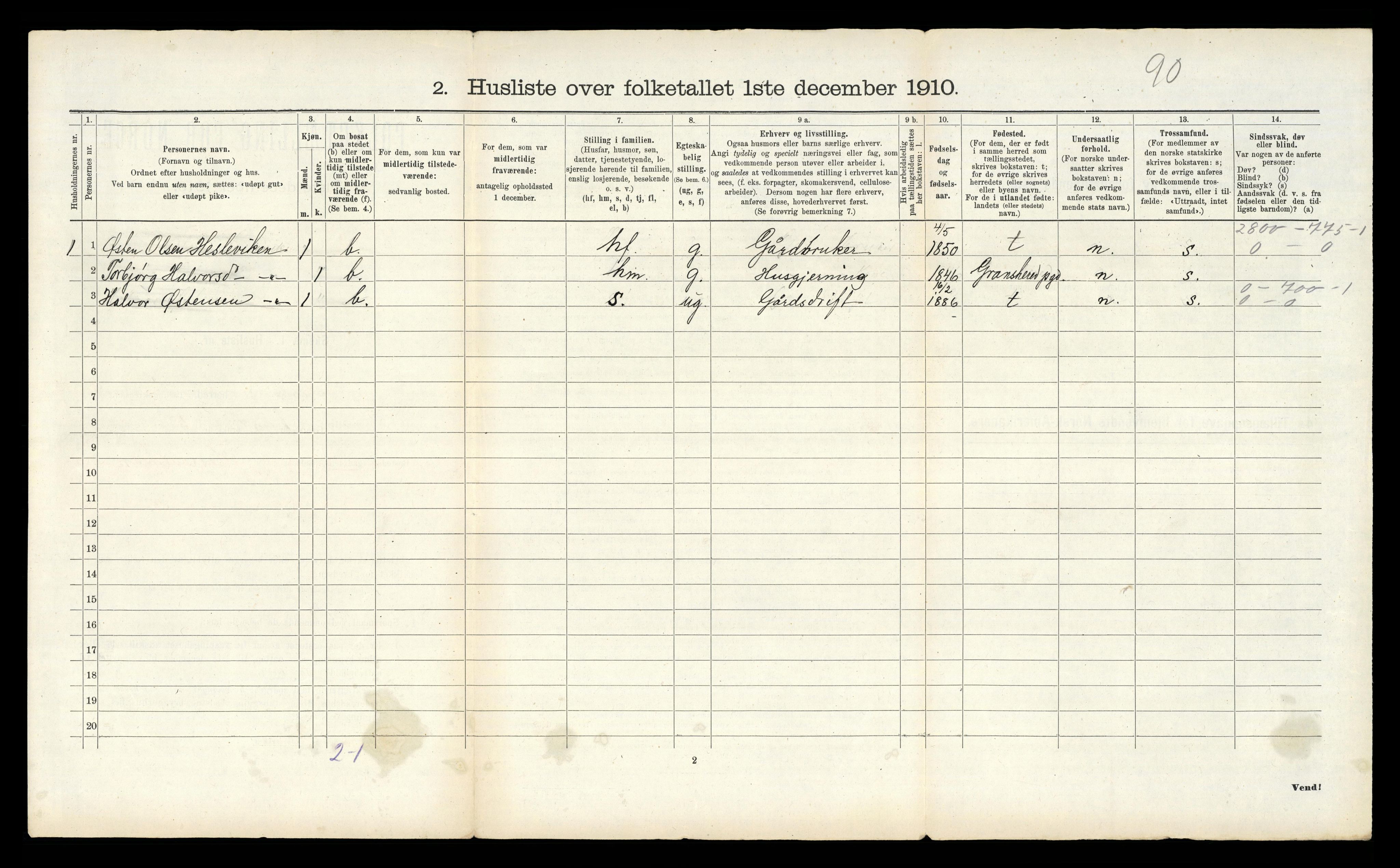 RA, 1910 census for Tinn, 1910, p. 684