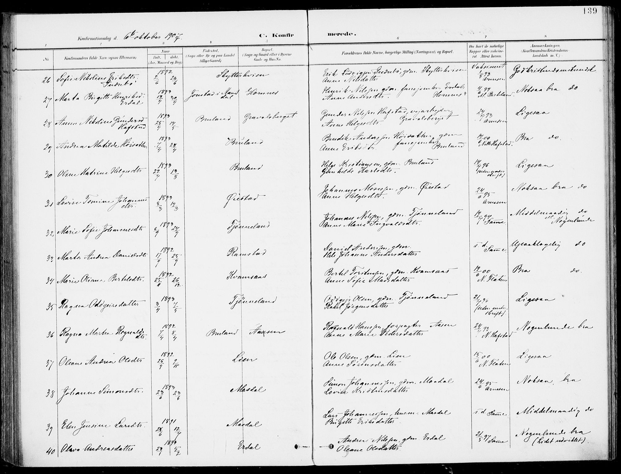 Førde sokneprestembete, SAB/A-79901/H/Haa/Haab/L0002: Parish register (official) no. B  2, 1899-1920, p. 139
