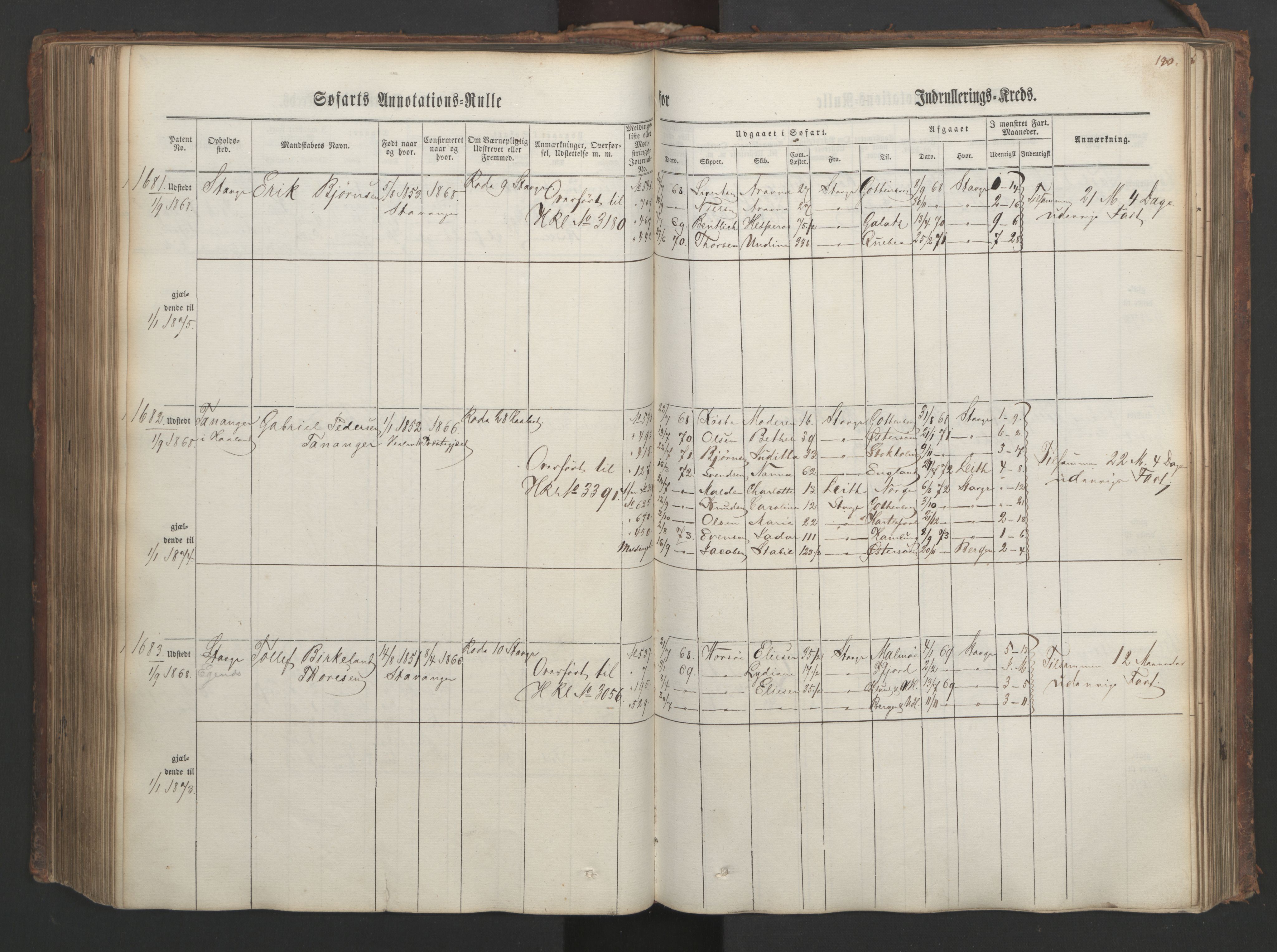 Stavanger sjømannskontor, AV/SAST-A-102006/F/Ff/L0003: Annotasjonsrulle, patentnr. 1144-1761, 1866, p. 217