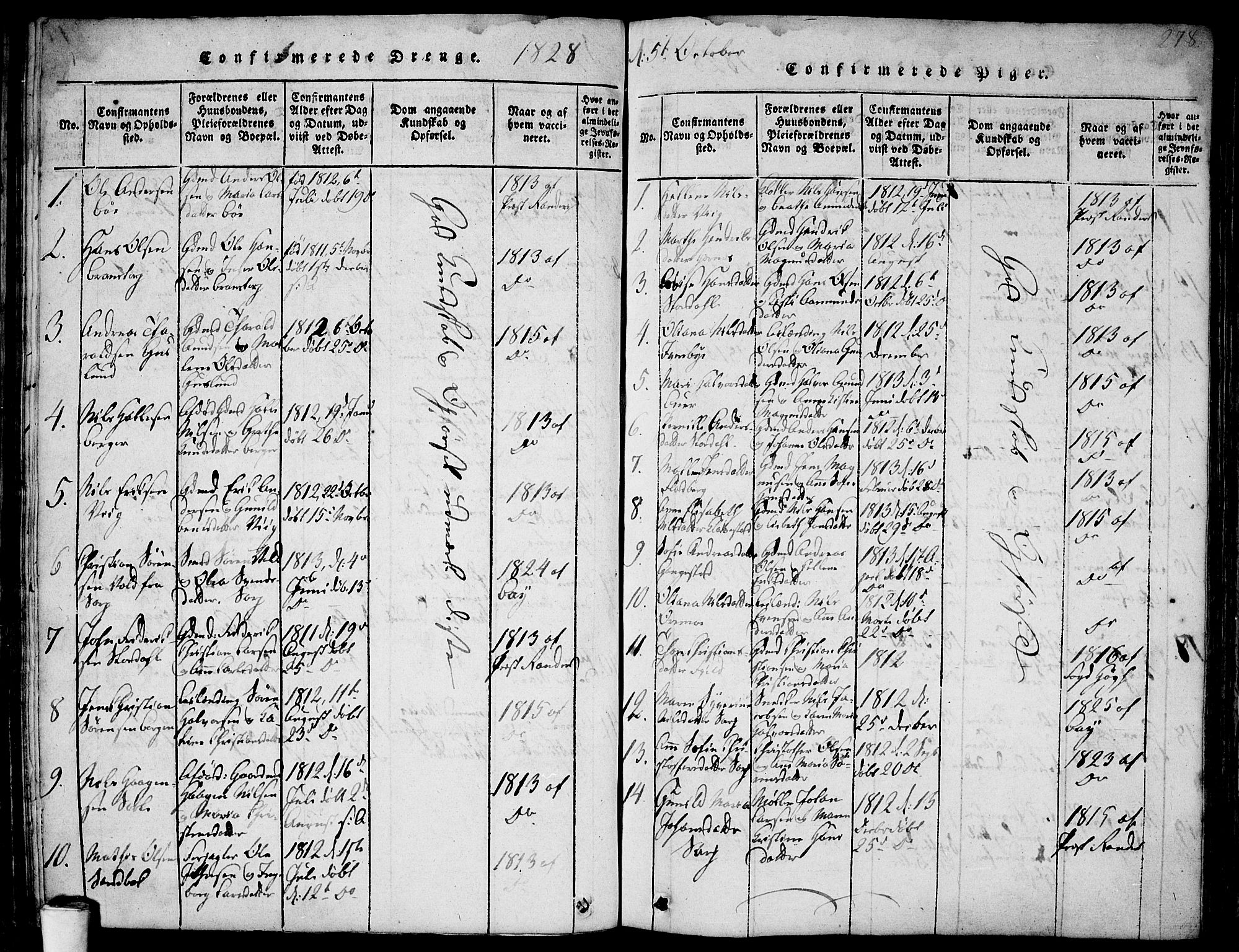 Skjeberg prestekontor Kirkebøker, SAO/A-10923/F/Fa/L0004: Parish register (official) no. I 4, 1815-1830, p. 278