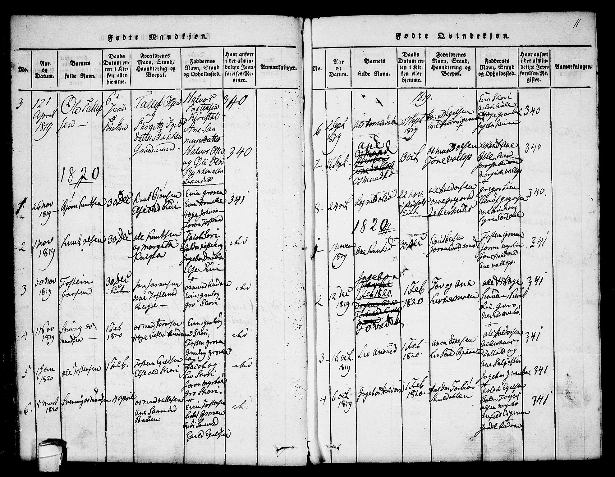 Seljord kirkebøker, SAKO/A-20/F/Fc/L0001: Parish register (official) no. III 1, 1815-1831, p. 11
