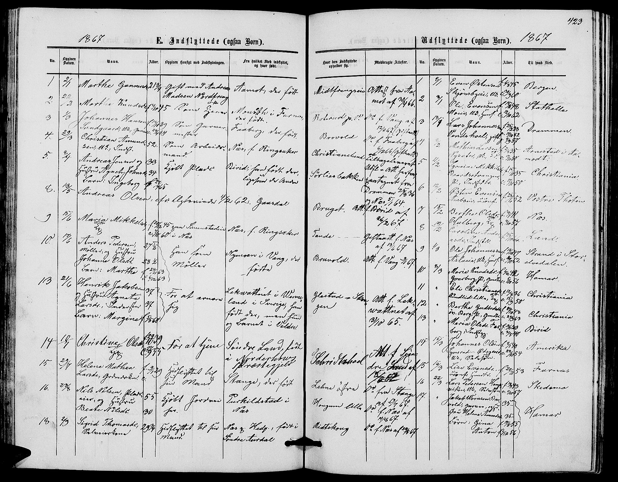 Ringsaker prestekontor, AV/SAH-PREST-014/L/La/L0007: Parish register (copy) no. 7, 1861-1869, p. 423