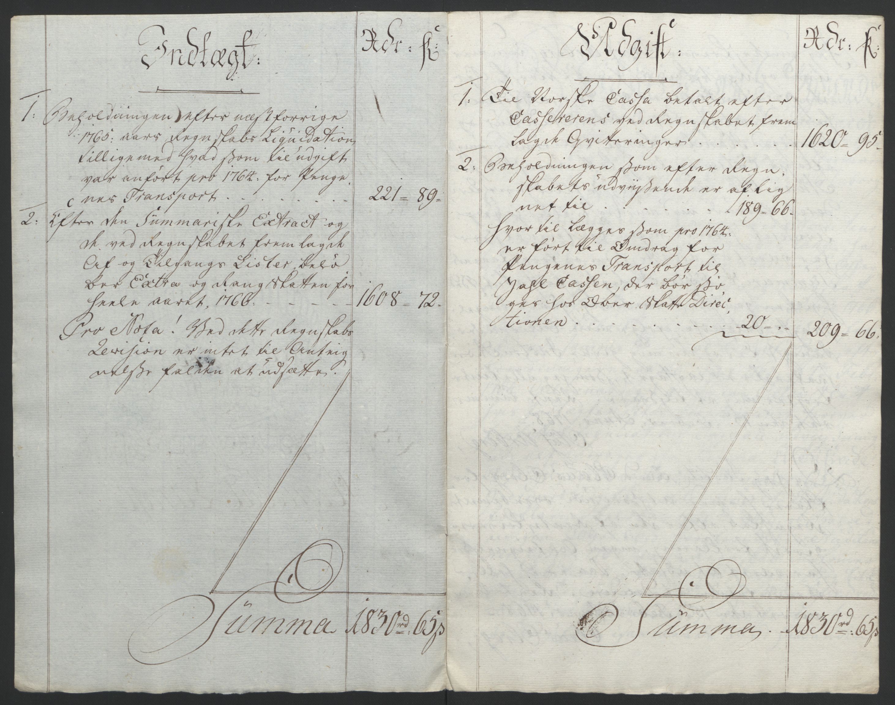 Rentekammeret inntil 1814, Reviderte regnskaper, Byregnskaper, AV/RA-EA-4066/R/Rf/L0119/0001: [F2] Kontribusjonsregnskap / Ekstraskatt, 1762-1767, p. 358