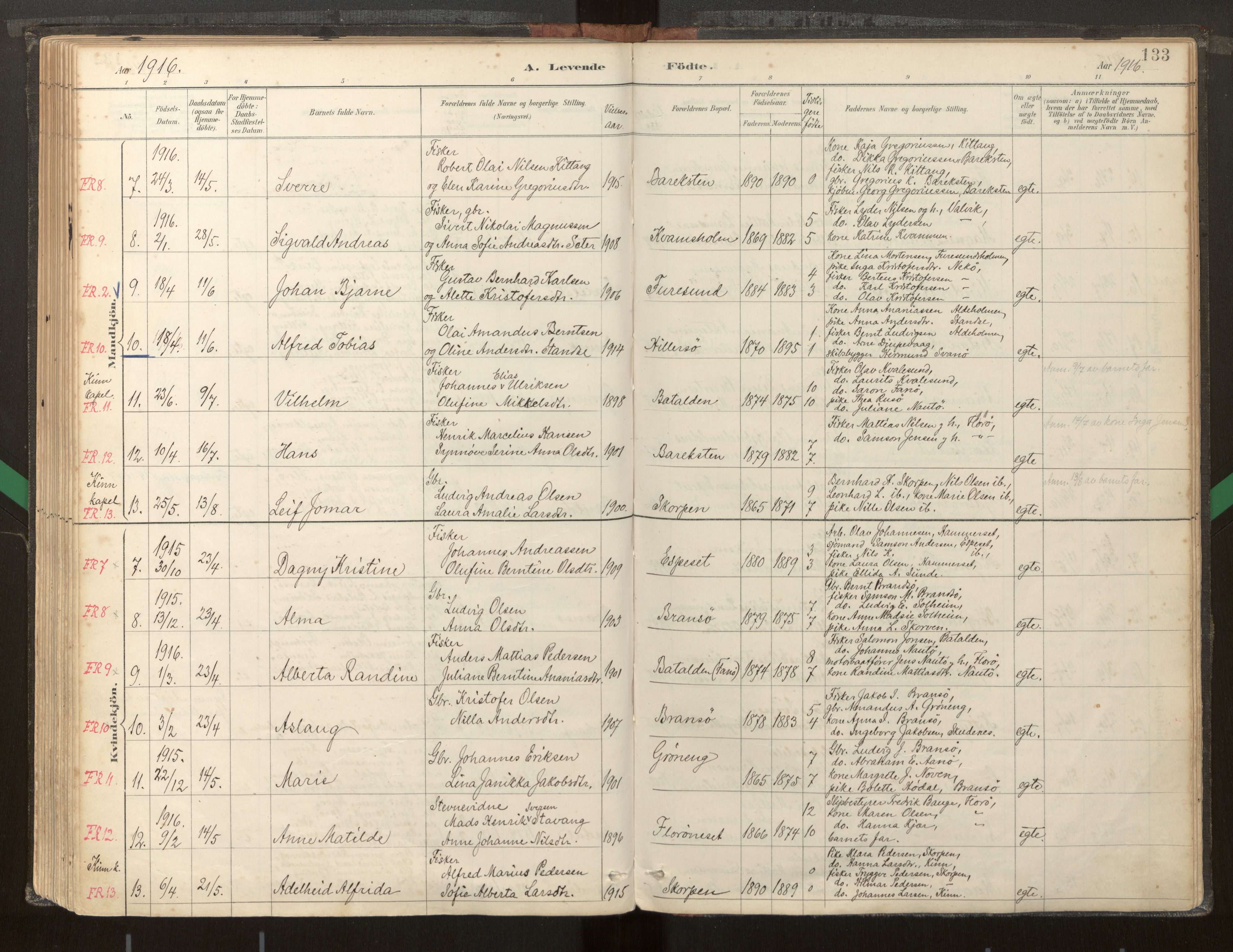 Kinn sokneprestembete, AV/SAB-A-80801/H/Haa/Haab/L0001: Parish register (official) no. B 1, 1886-1921, p. 133