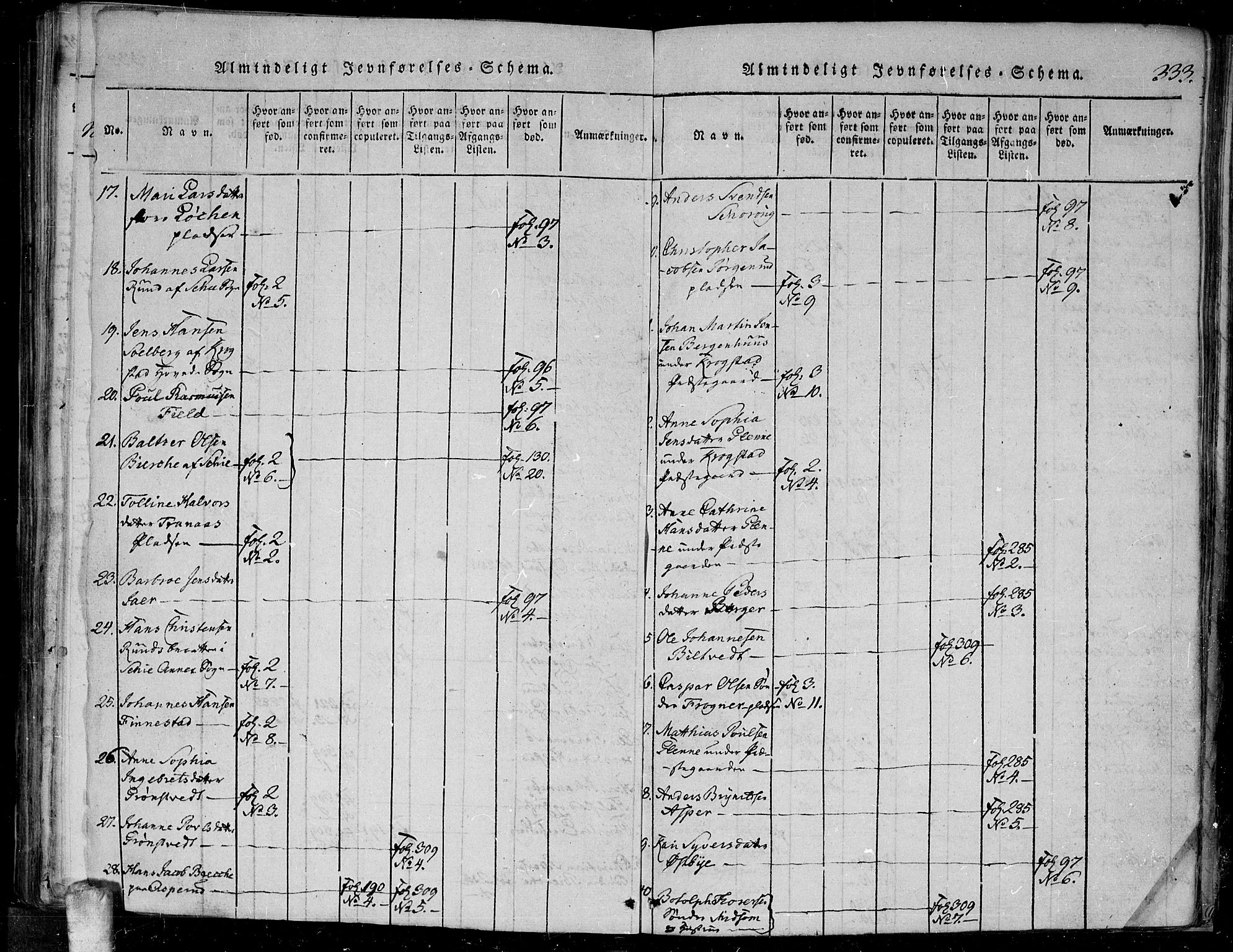 Kråkstad prestekontor Kirkebøker, SAO/A-10125a/F/Fa/L0003: Parish register (official) no. I 3, 1813-1824, p. 333