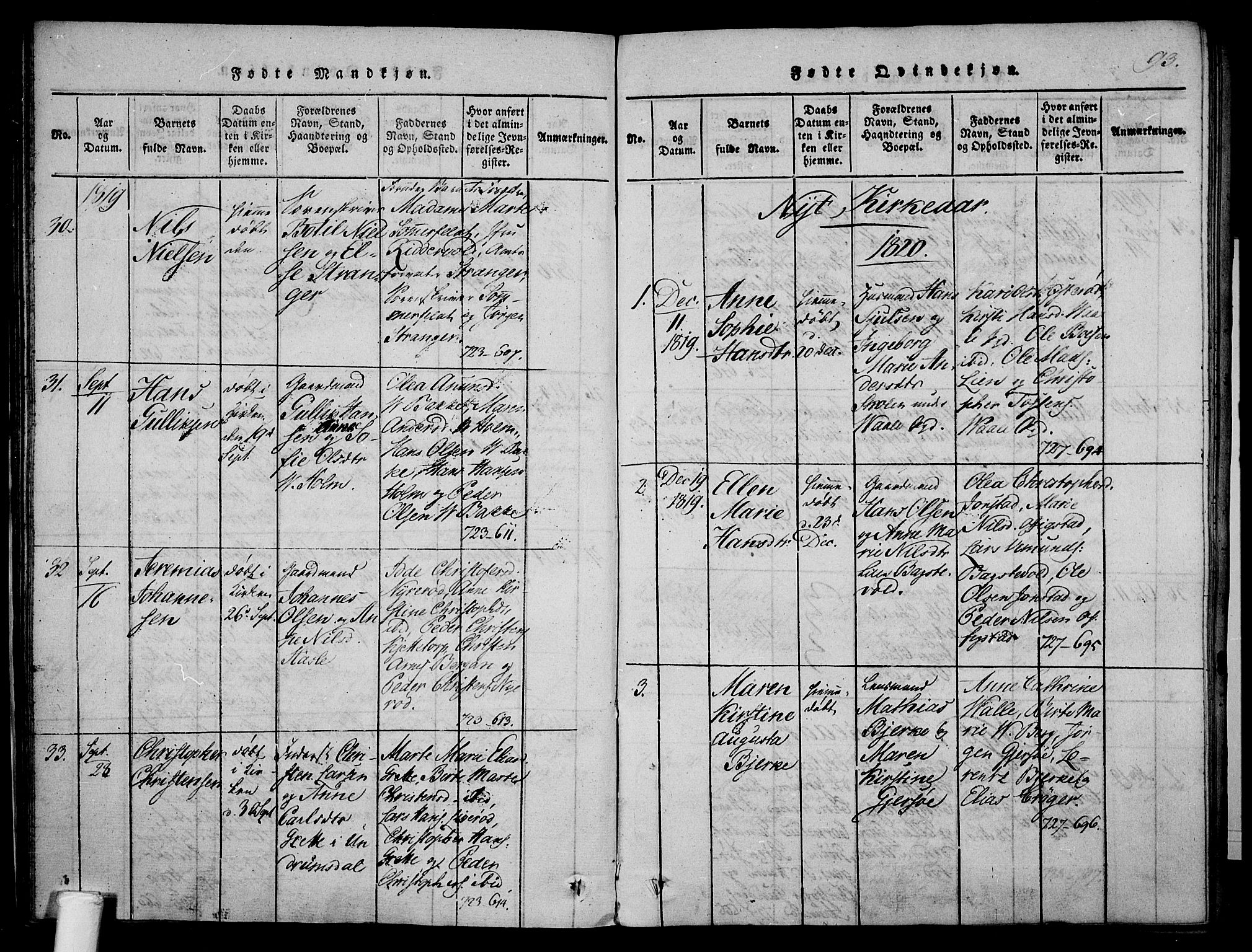 Våle kirkebøker, SAKO/A-334/F/Fa/L0007: Parish register (official) no. I 7, 1814-1824, p. 92-93