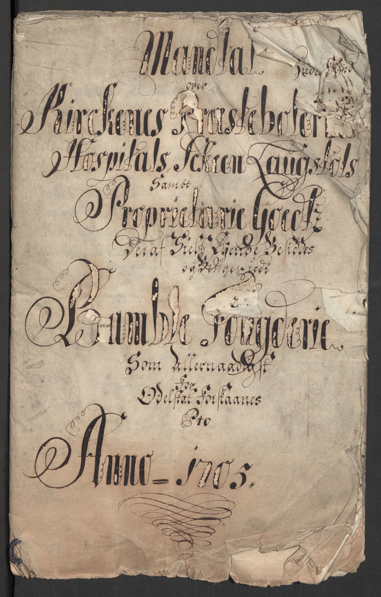 Rentekammeret inntil 1814, Reviderte regnskaper, Fogderegnskap, RA/EA-4092/R36/L2114: Fogderegnskap Øvre og Nedre Telemark og Bamble, 1705, p. 261