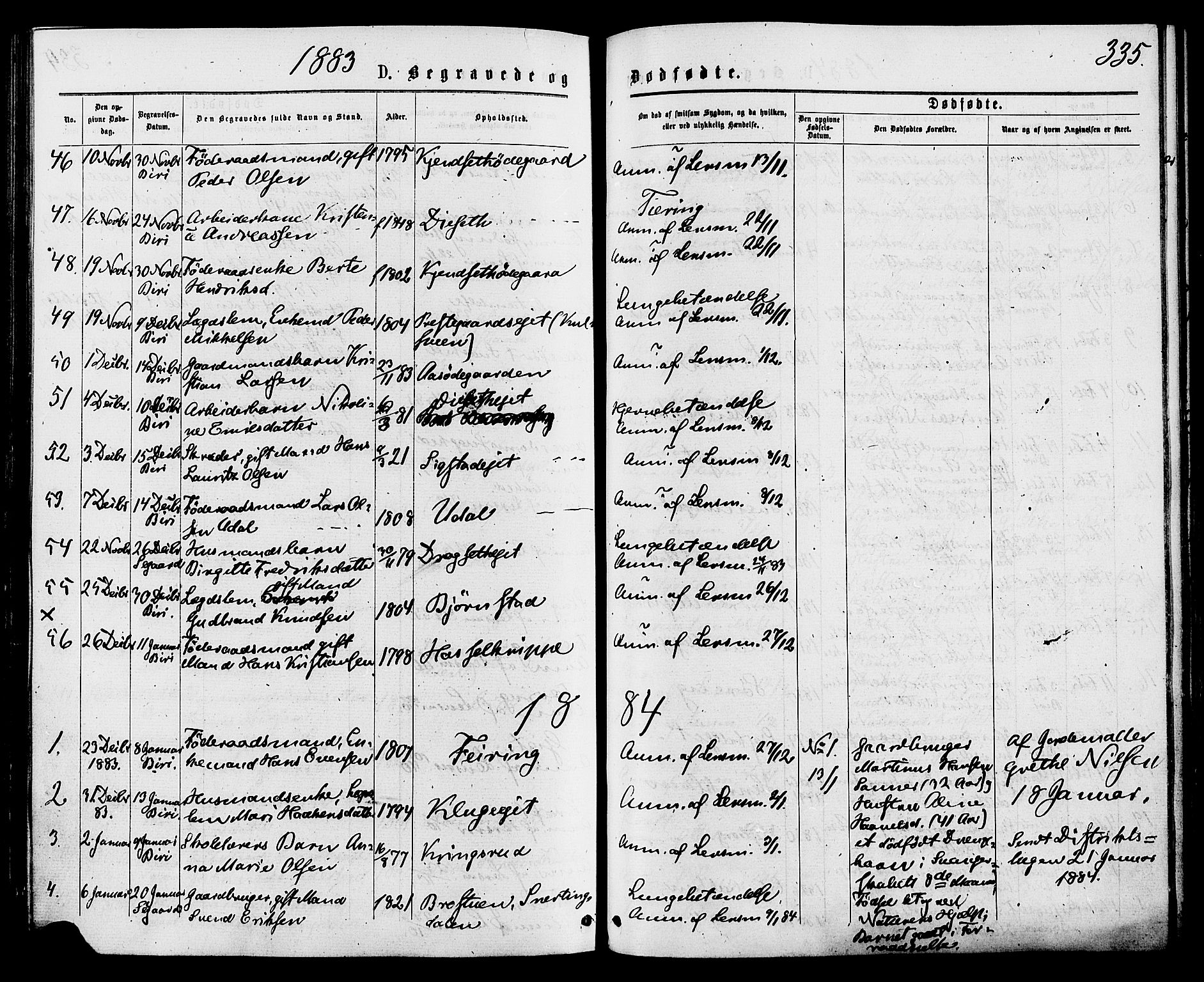 Biri prestekontor, SAH/PREST-096/H/Ha/Haa/L0006: Parish register (official) no. 6, 1877-1886, p. 335