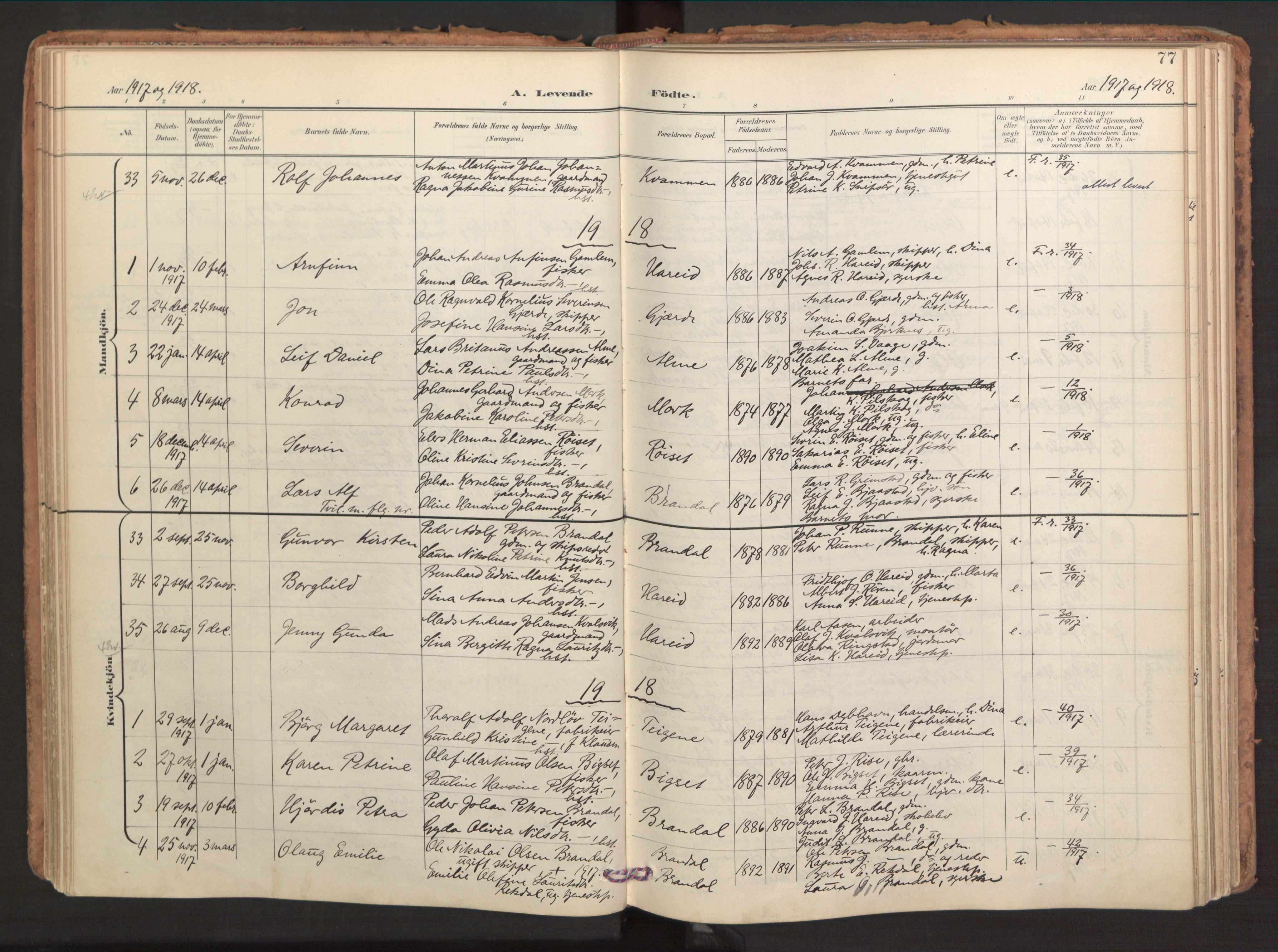 Ministerialprotokoller, klokkerbøker og fødselsregistre - Møre og Romsdal, SAT/A-1454/510/L0123: Parish register (official) no. 510A03, 1898-1922, p. 77
