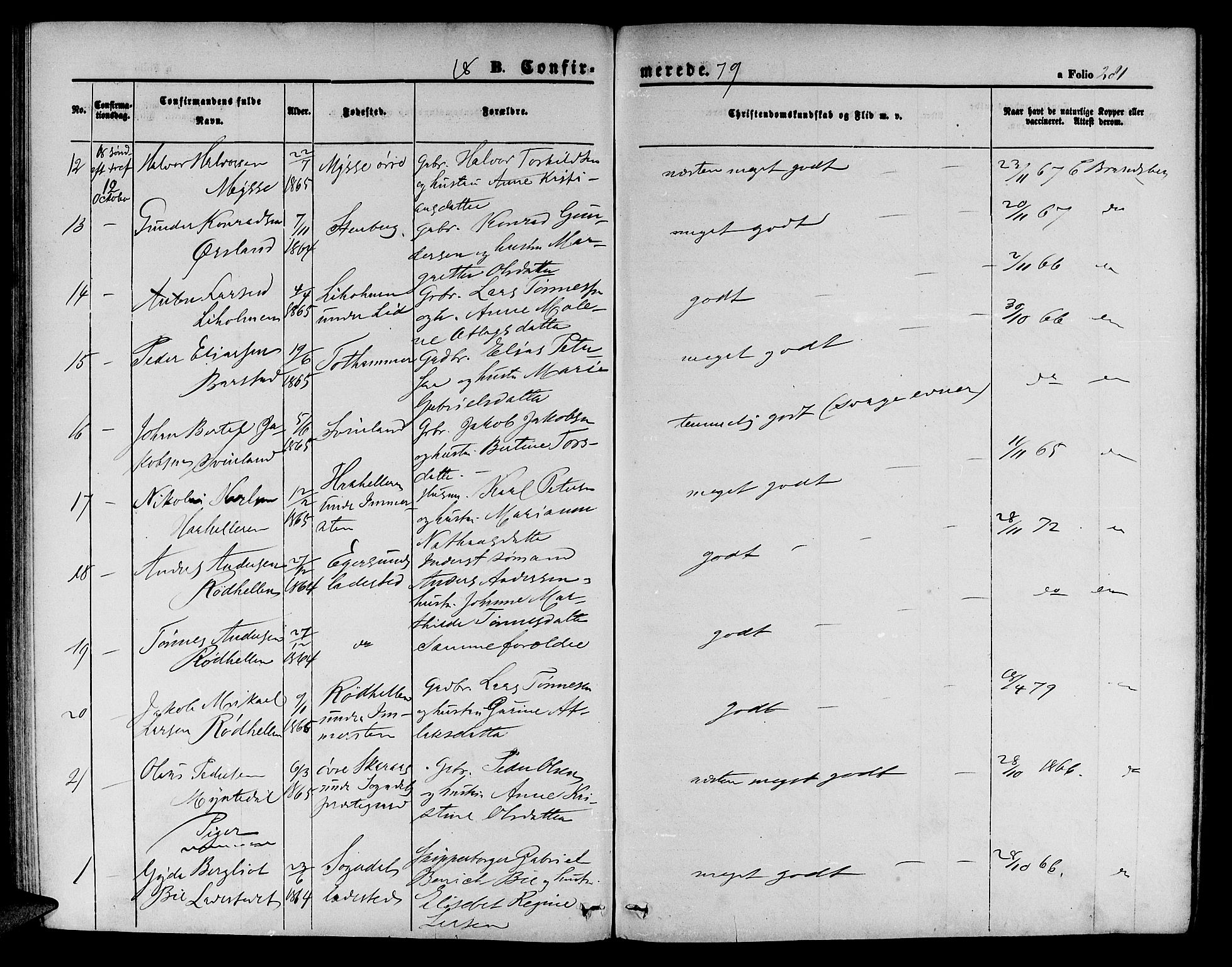 Sokndal sokneprestkontor, SAST/A-101808: Parish register (copy) no. B 3, 1865-1879, p. 281