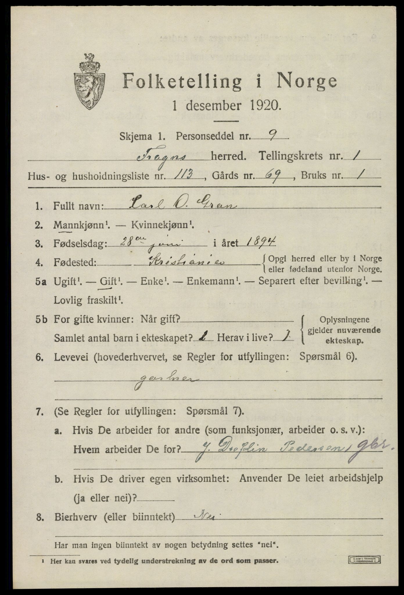 SAO, 1920 census for Frogn, 1920, p. 2521