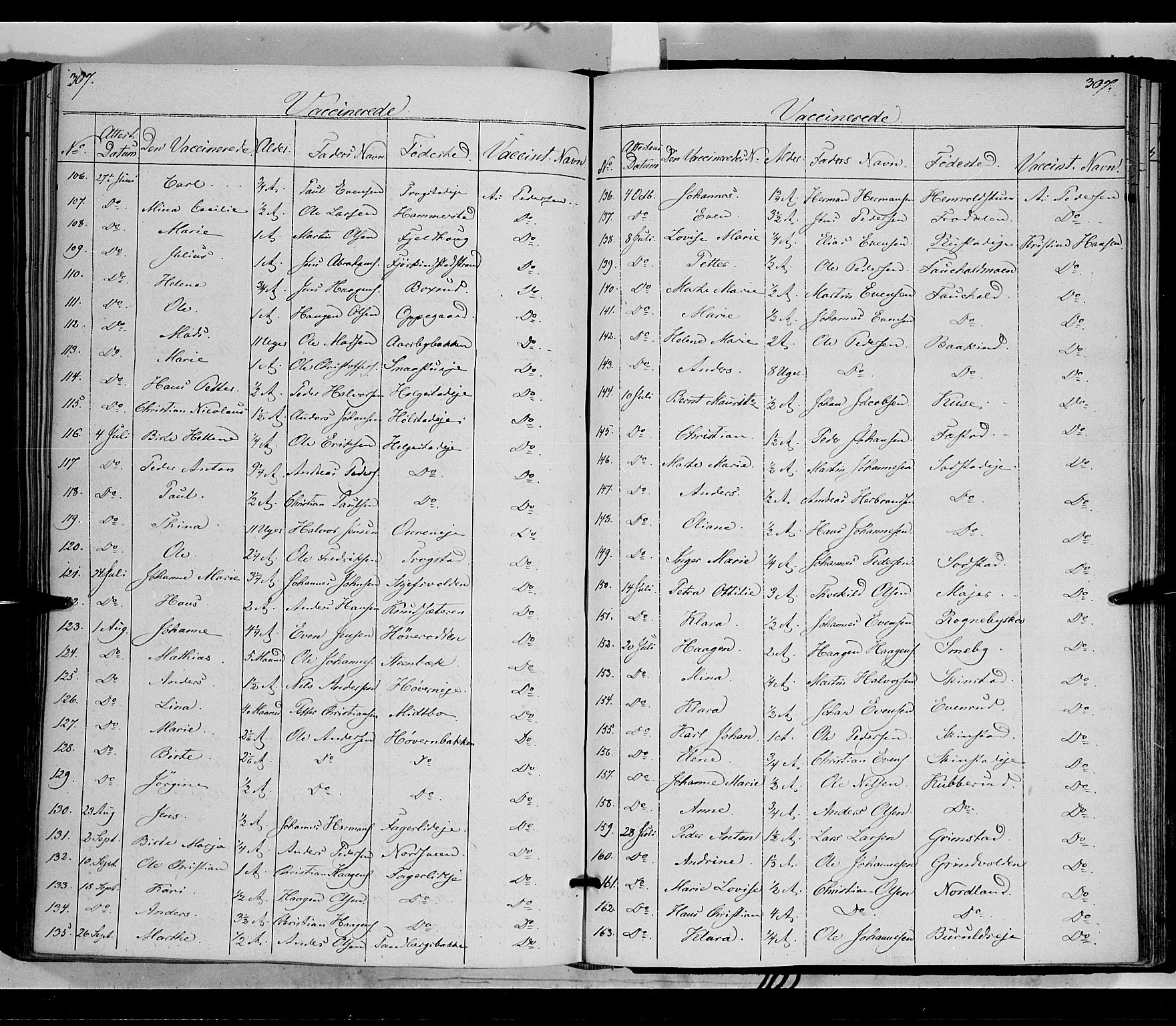 Østre Toten prestekontor, SAH/PREST-104/H/Ha/Haa/L0003: Parish register (official) no. 3, 1848-1856, p. 307