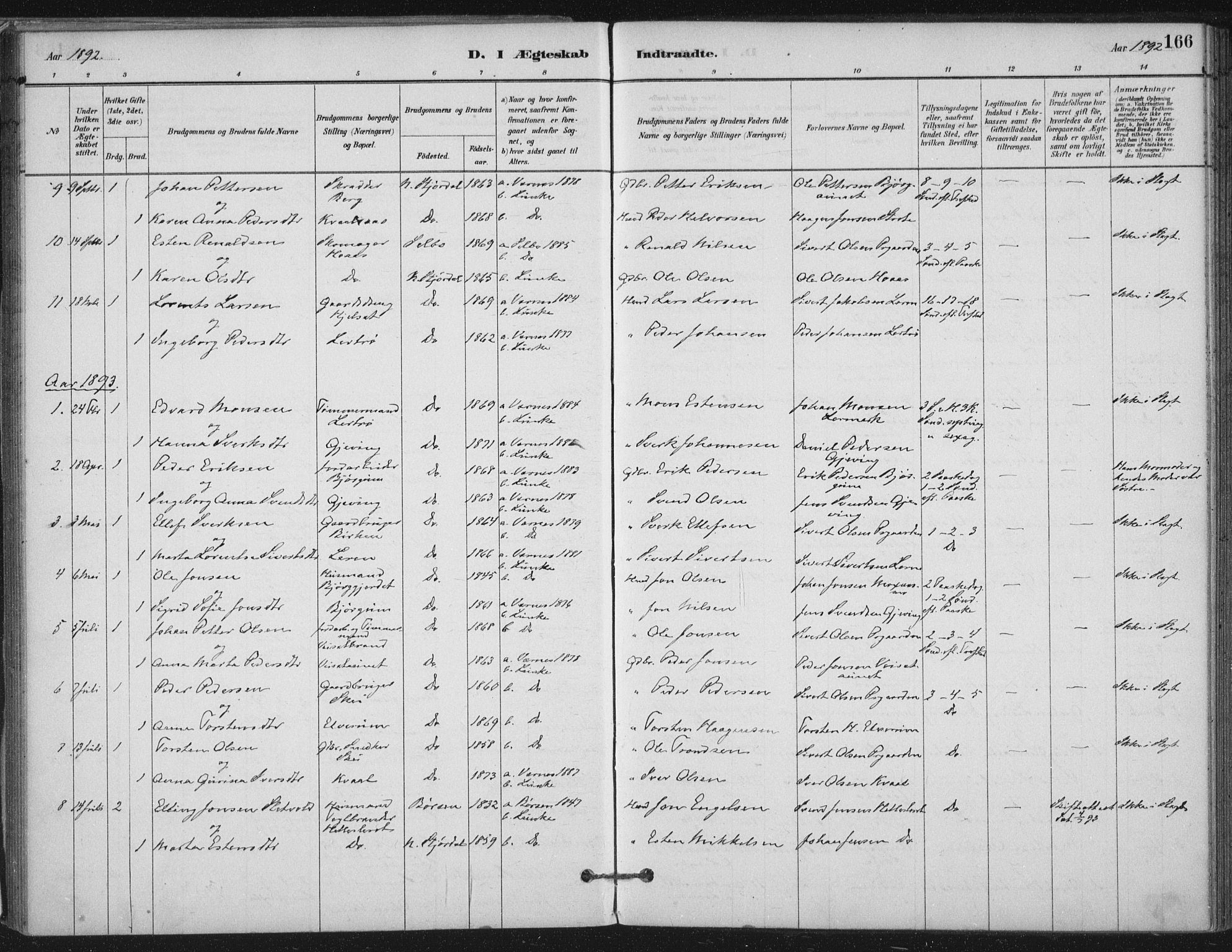 Ministerialprotokoller, klokkerbøker og fødselsregistre - Nord-Trøndelag, SAT/A-1458/710/L0095: Parish register (official) no. 710A01, 1880-1914, p. 166