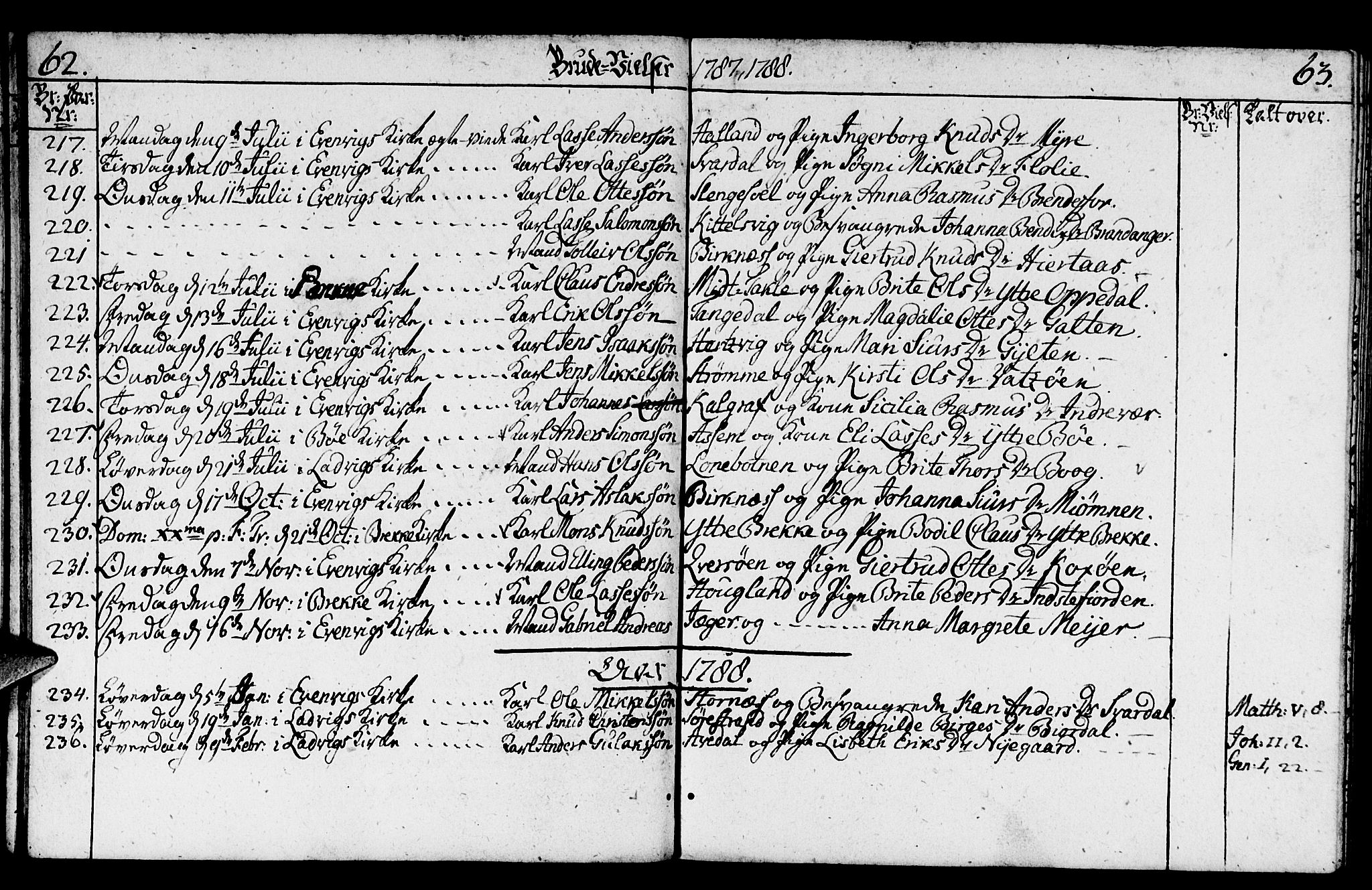 Gulen sokneprestembete, SAB/A-80201/H/Haa/Haaa/L0014: Parish register (official) no. A 14, 1779-1788, p. 62-63