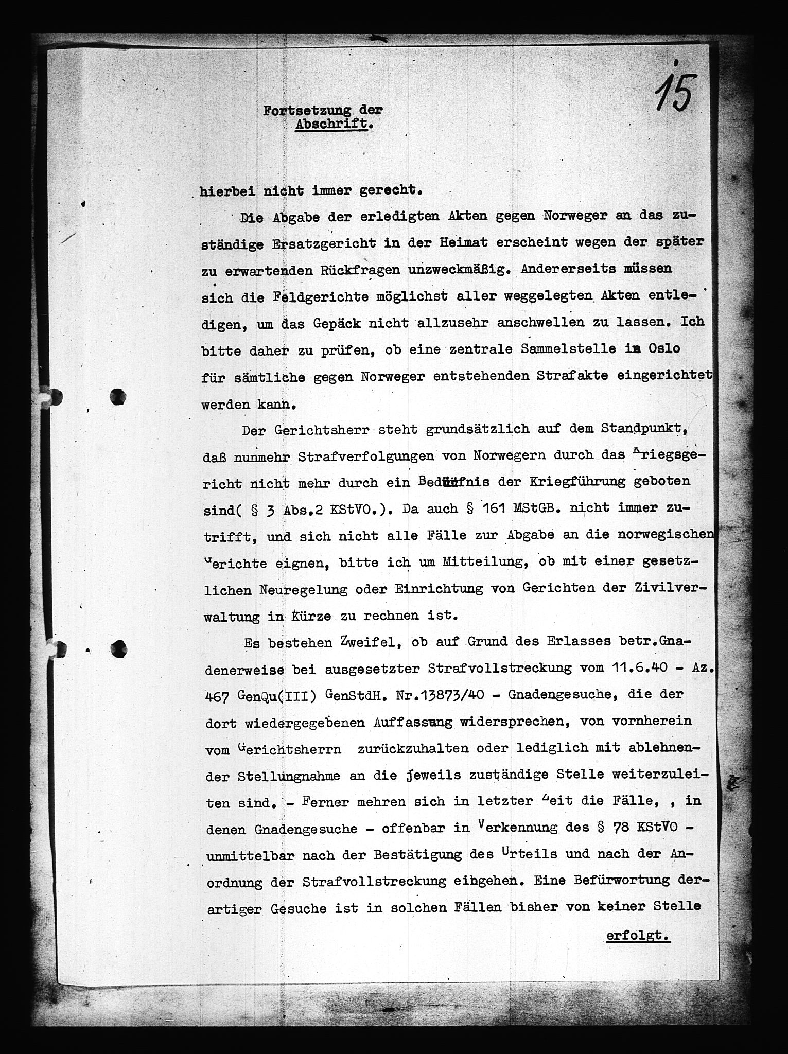 Documents Section, RA/RAFA-2200/V/L0088: Amerikansk mikrofilm "Captured German Documents".
Box No. 727.  FKA jnr. 601/1954., 1939-1940, p. 392