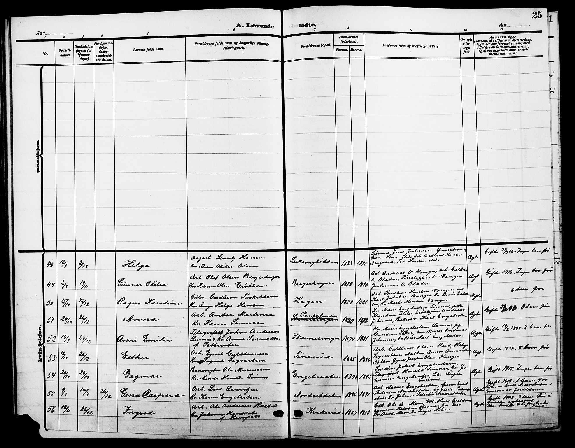 Sør-Odal prestekontor, SAH/PREST-030/H/Ha/Hab/L0008: Parish register (copy) no. 8, 1913-1923, p. 25