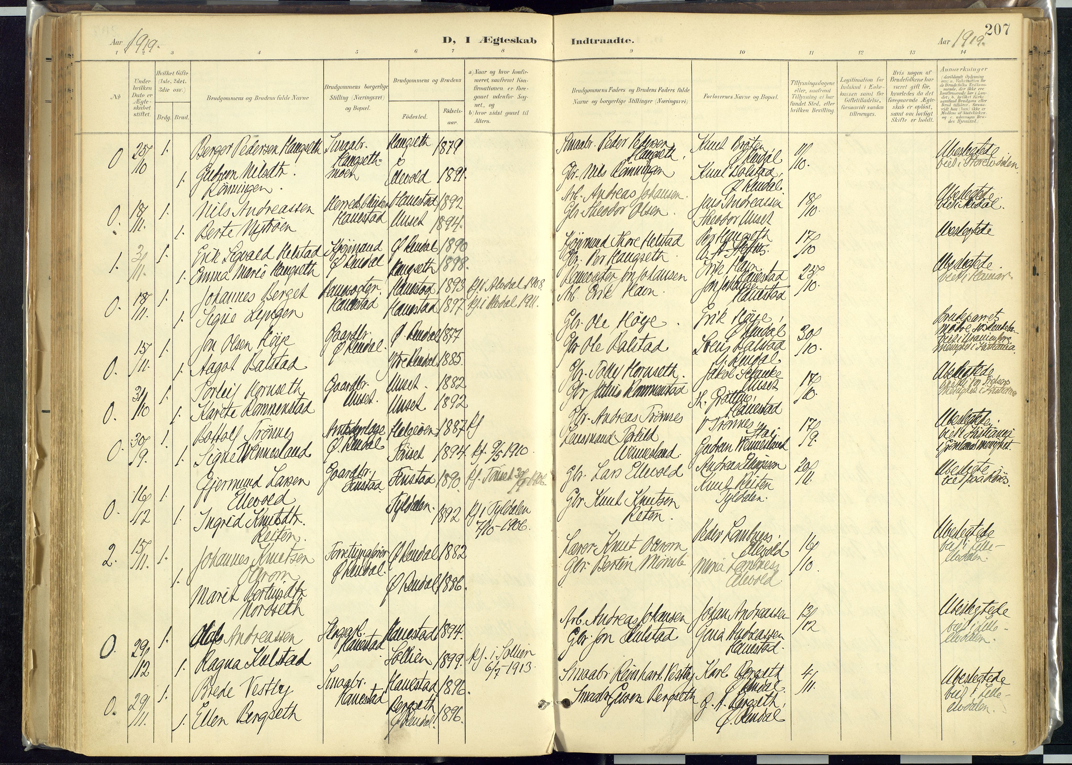 Rendalen prestekontor, AV/SAH-PREST-054/H/Ha/Haa/L0012: Parish register (official) no. 12, 1901-1928, p. 207