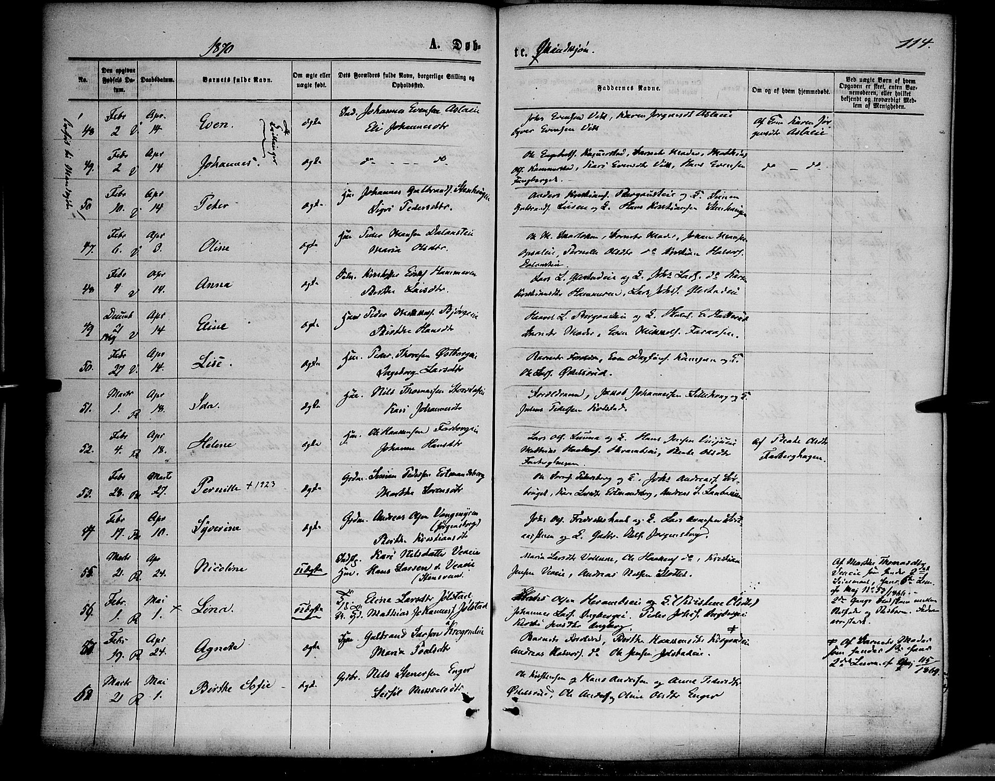 Ringsaker prestekontor, AV/SAH-PREST-014/K/Ka/L0011: Parish register (official) no. 11, 1870-1878, p. 114