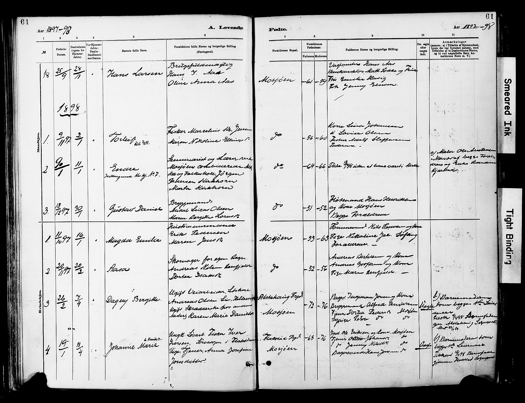 Ministerialprotokoller, klokkerbøker og fødselsregistre - Nordland, SAT/A-1459/820/L0296: Parish register (official) no. 820A17, 1880-1903, p. 61