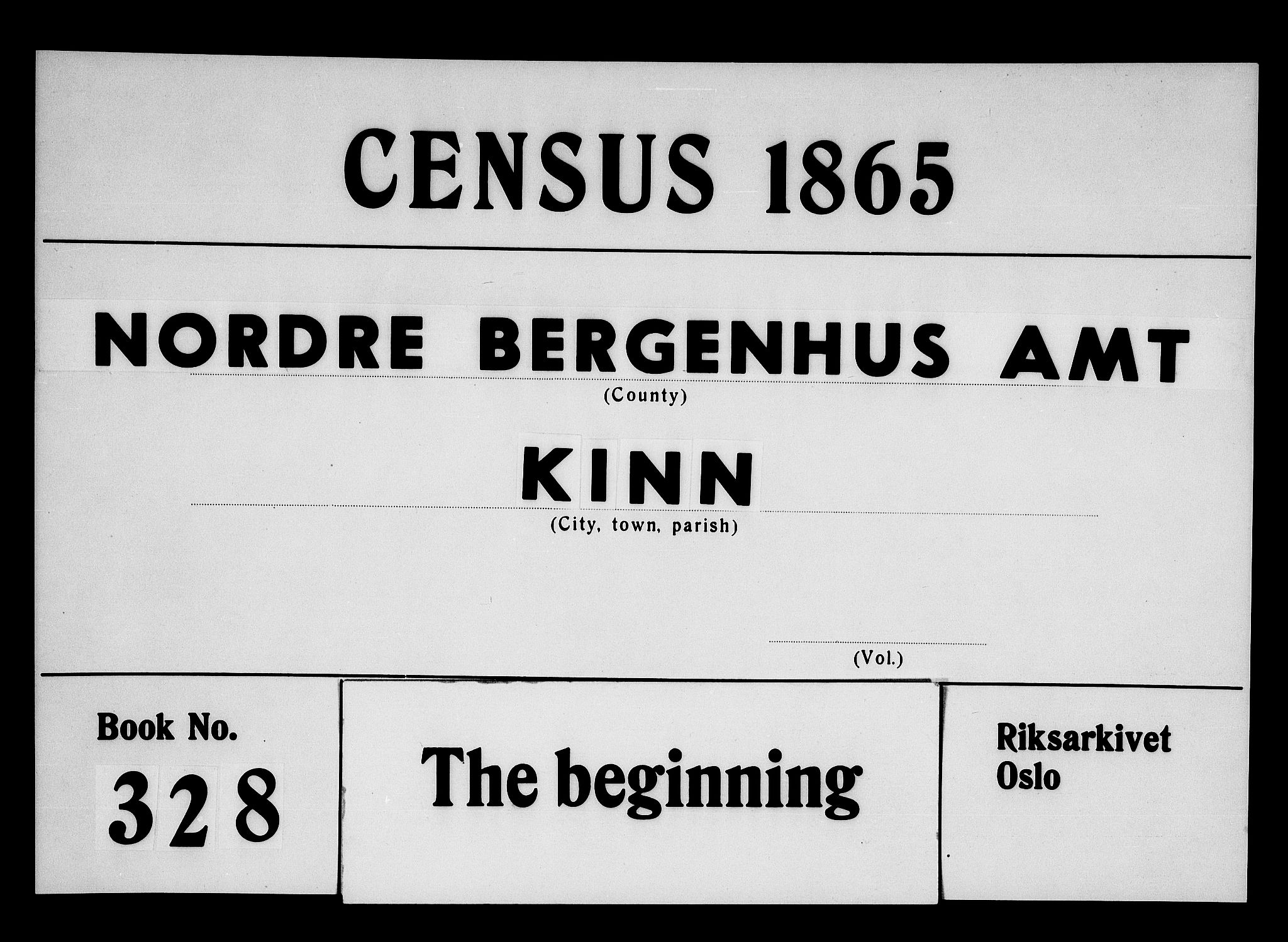RA, 1865 census for Kinn, 1865, p. 1