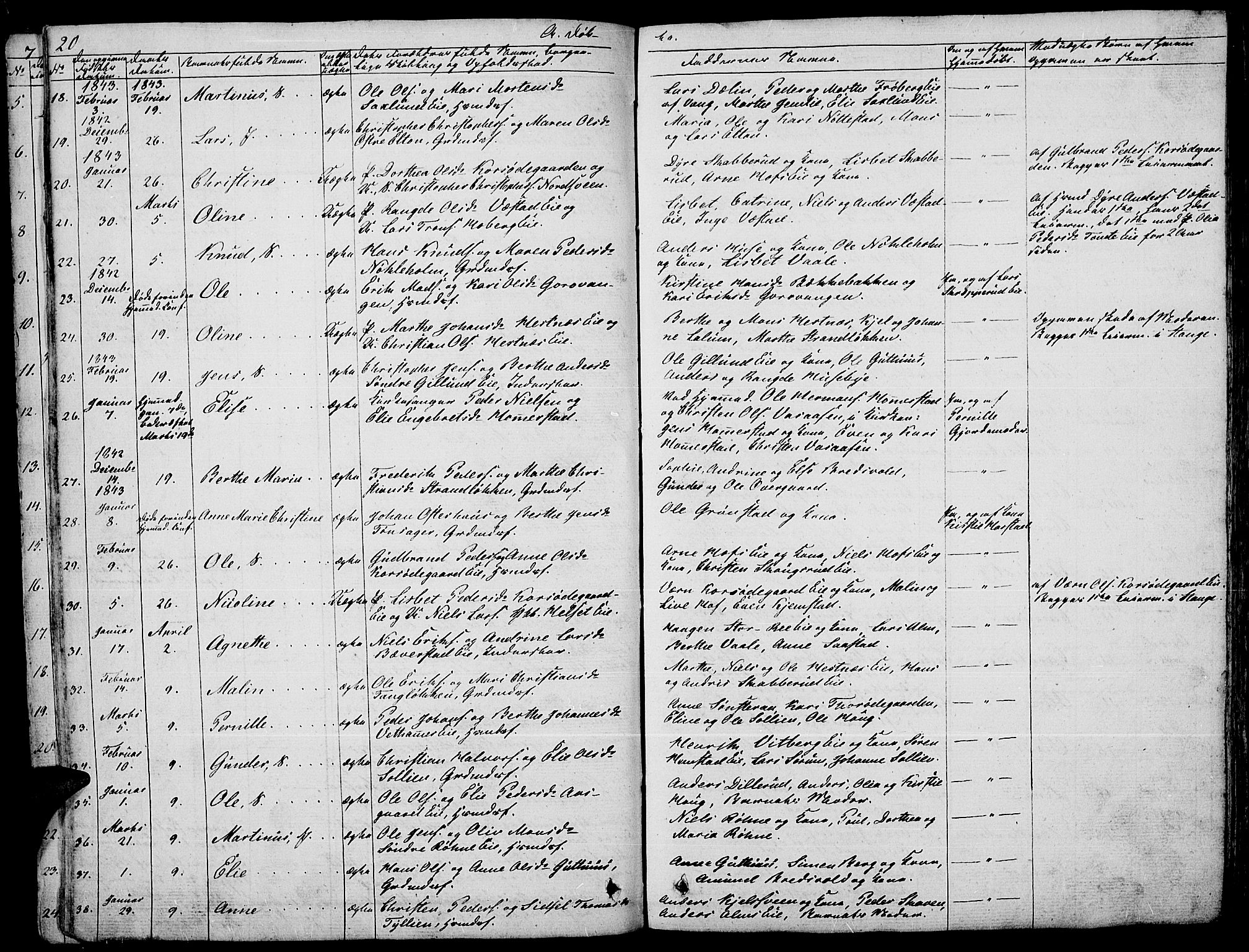 Stange prestekontor, SAH/PREST-002/L/L0003: Parish register (copy) no. 3, 1840-1864, p. 20