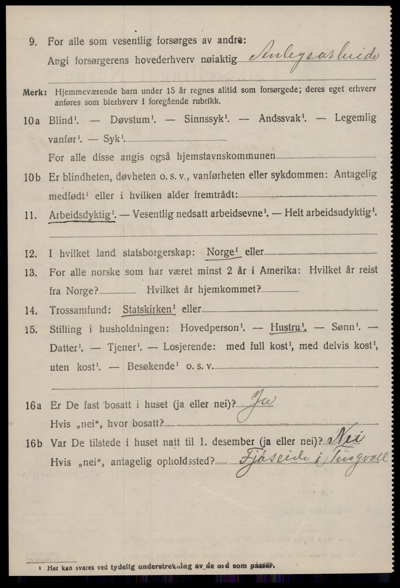 SAT, 1920 census for Tingvoll, 1920, p. 6973
