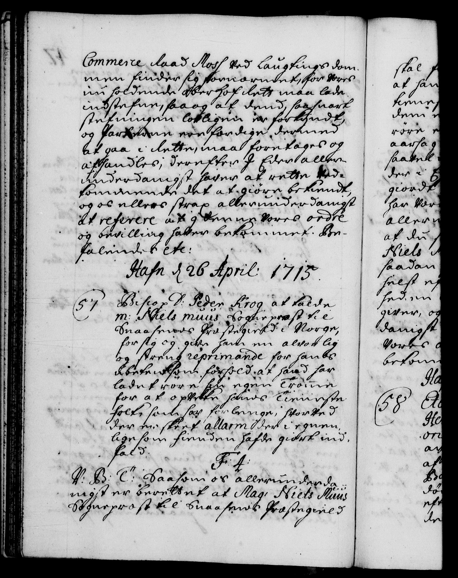 Danske Kanselli 1572-1799, AV/RA-EA-3023/F/Fc/Fca/Fcab/L0020: Norske tegnelser, 1715-1718, p. 47b