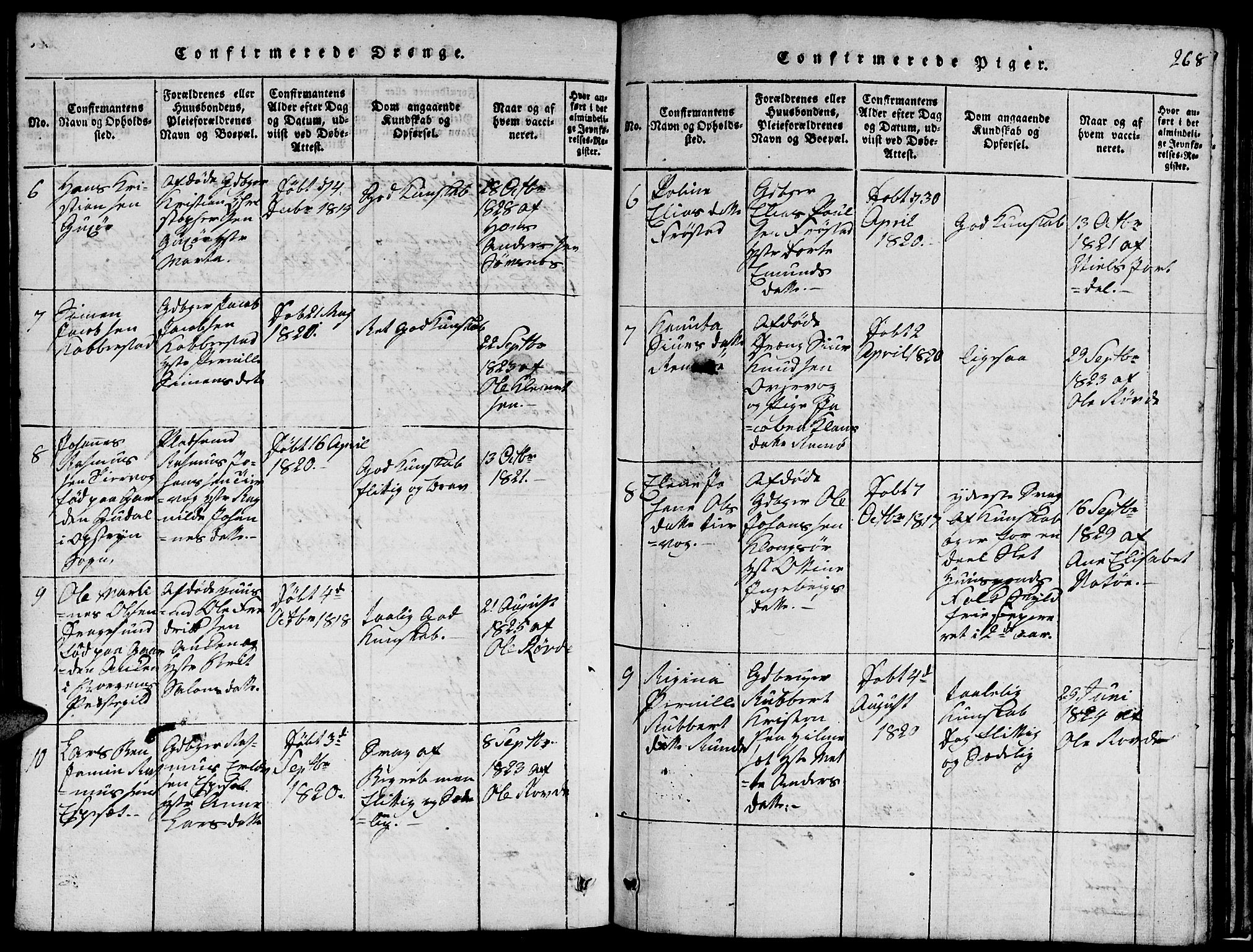 Ministerialprotokoller, klokkerbøker og fødselsregistre - Møre og Romsdal, SAT/A-1454/507/L0078: Parish register (copy) no. 507C01, 1816-1840, p. 268